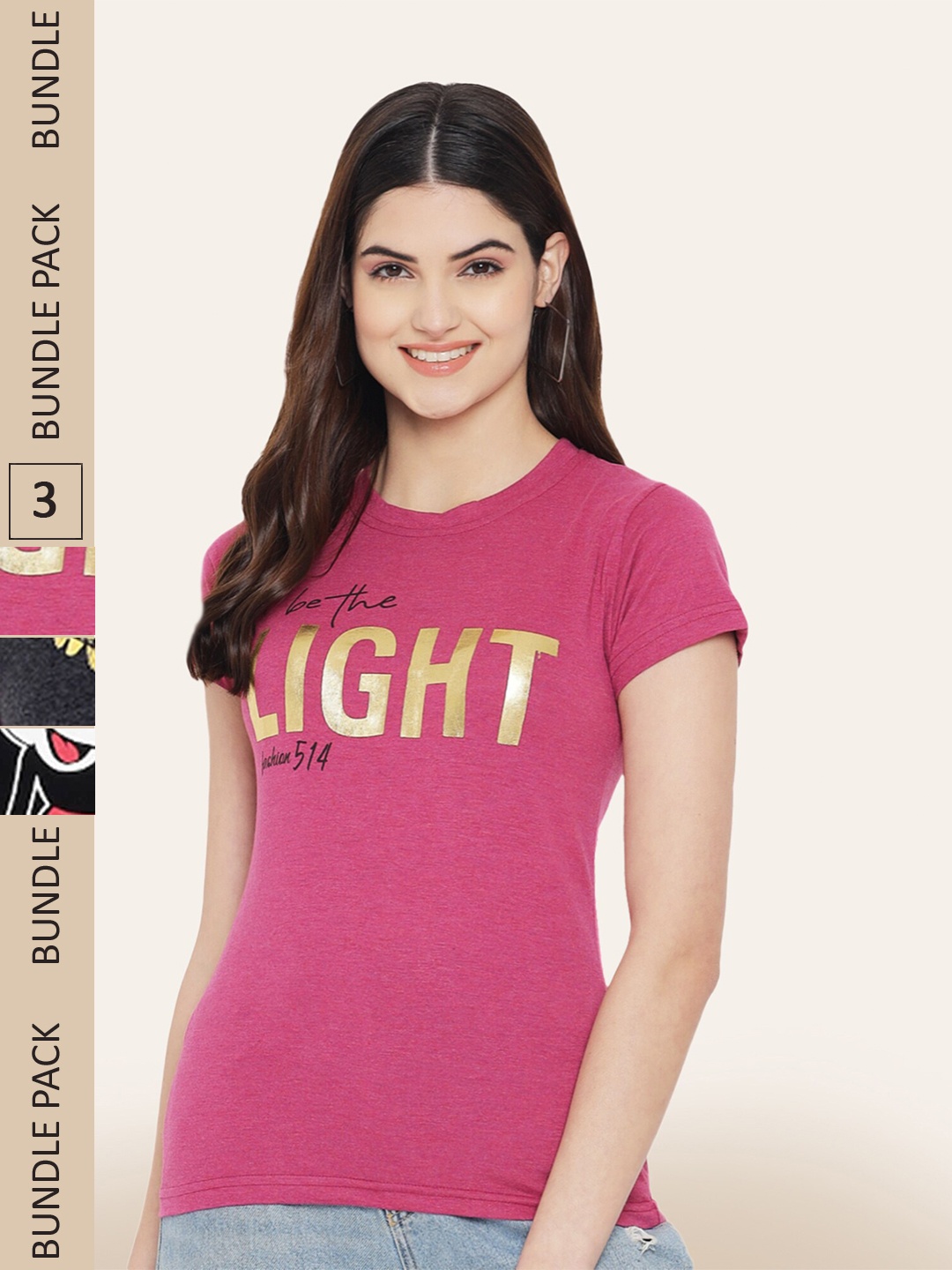 

BAESD Pack Of 3 Mickey Mouse Printed Cotton T-shirt, Pink
