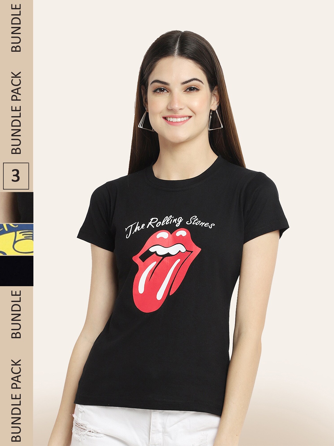 

BAESD Pack Of 3 Typography Printed Cotton T-shirt, Black