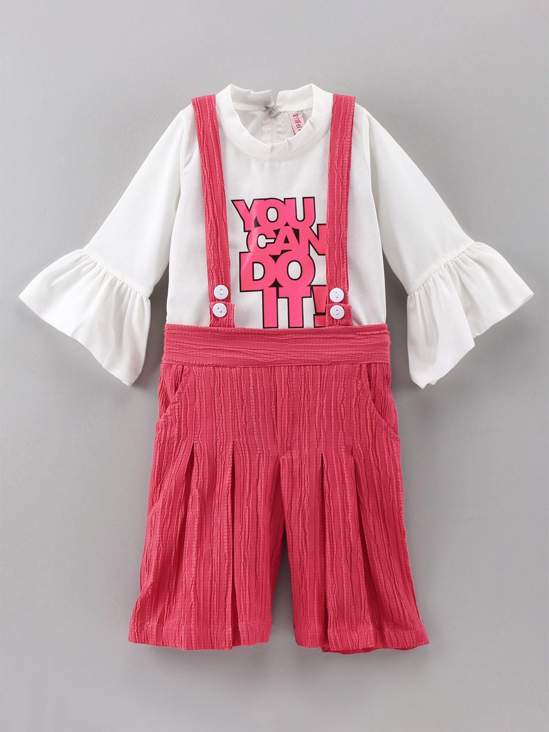 

Enfance Girls Typography Printed Top with Shorts, Pink