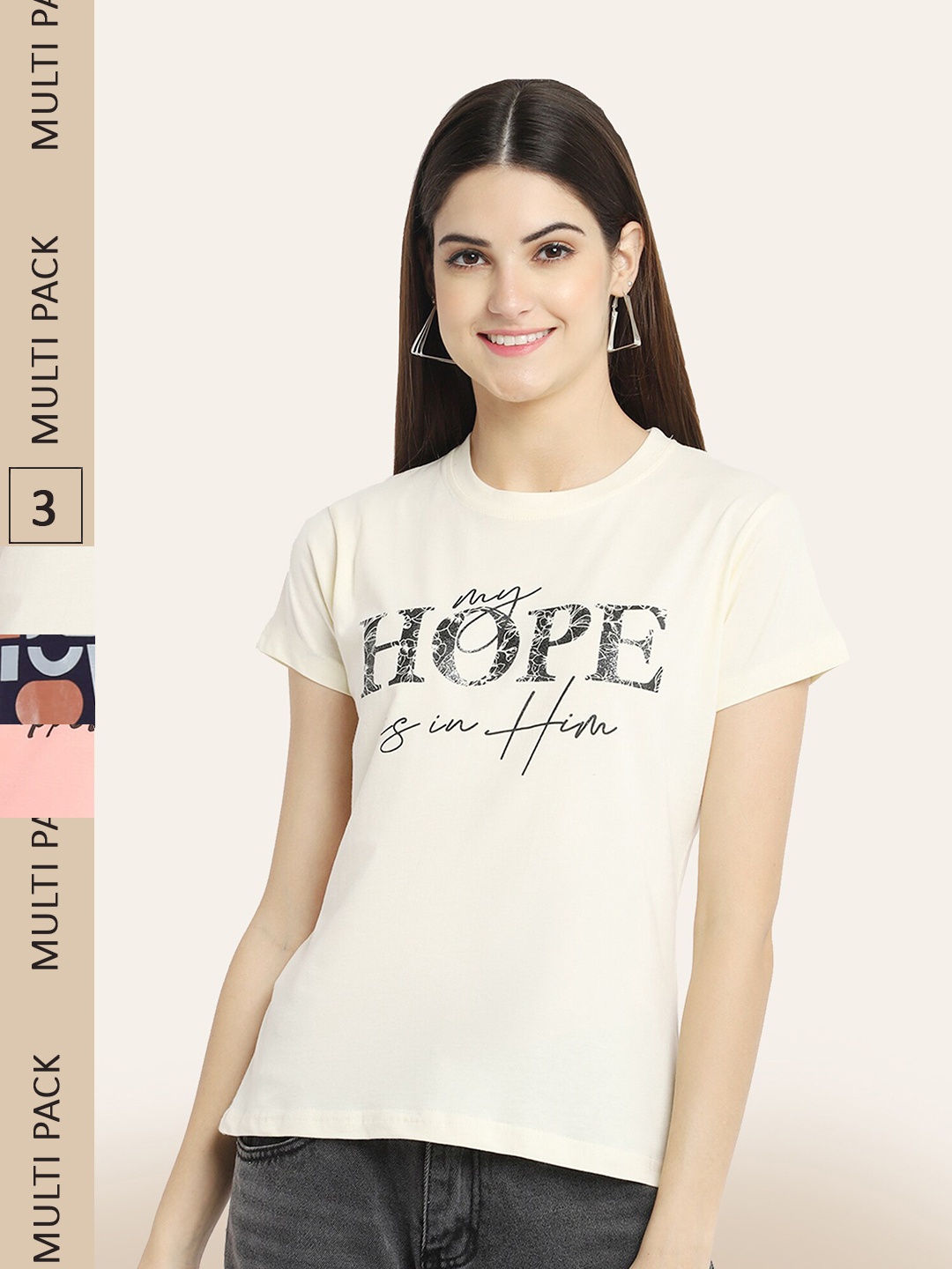 BAESD Pack Of 3 Graphic Printed Cotton T-Shirt, White