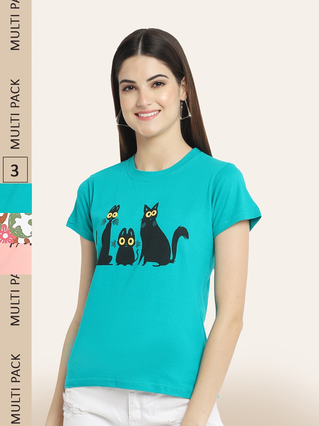 

BAESD Pack Of 3 Printed Cotton T-shirts, Blue