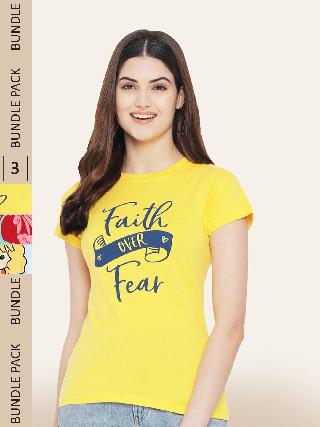 

BAESD Pack Of 3 Printed Cotton T-shirts, Yellow