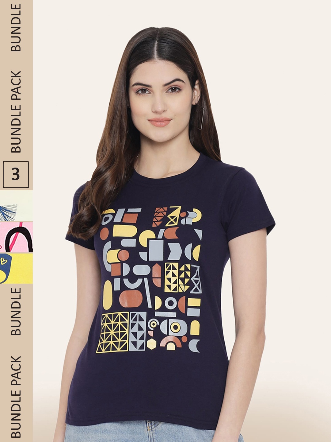 

BAESD Pack Of 3 Typography Printed Cotton T-Shirt, Black