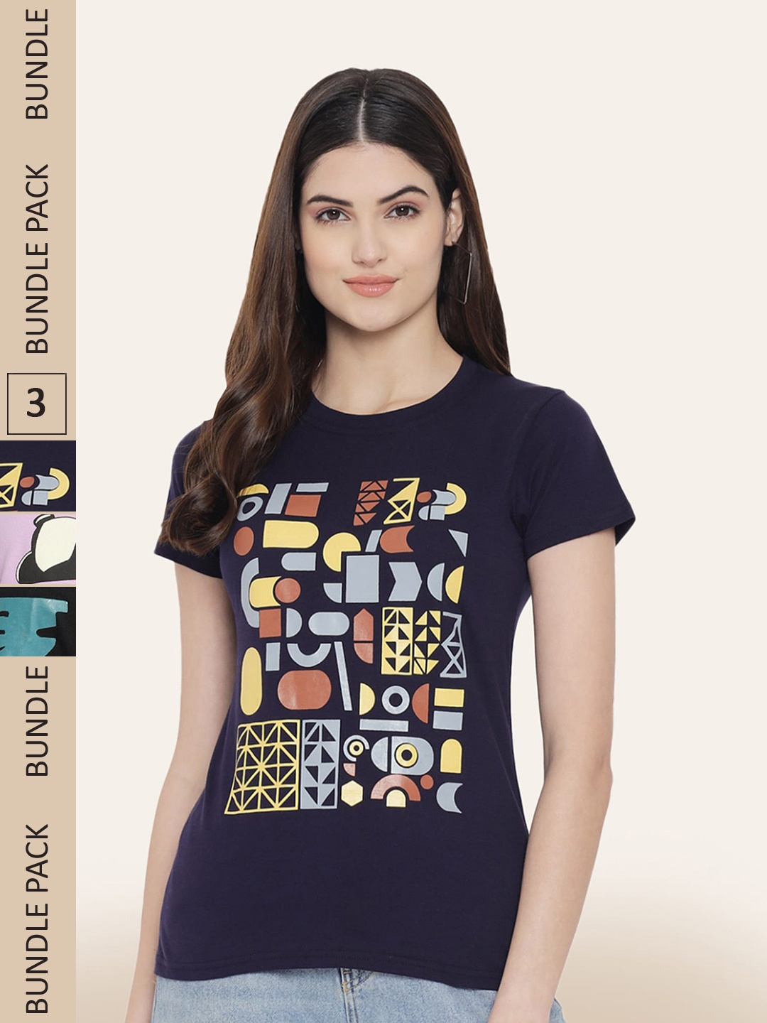 

BAESD Pack Of 3 Typography Printed Cotton T-Shirt, Black