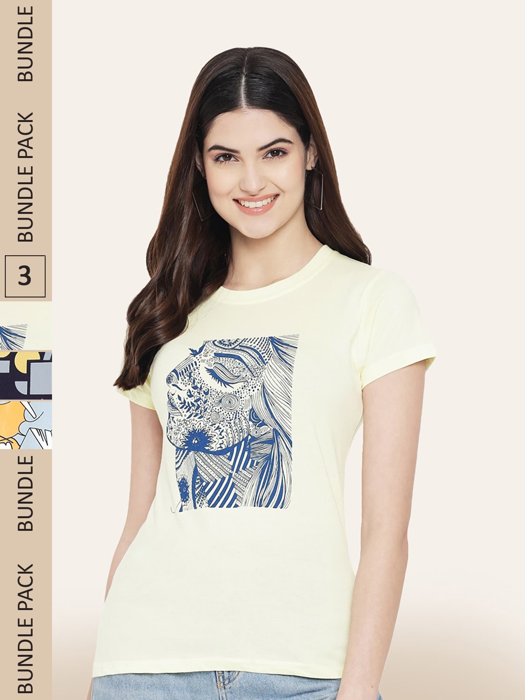 

BAESD Pack Of 3 Graphic Printed Cotton T-shirt, Off white