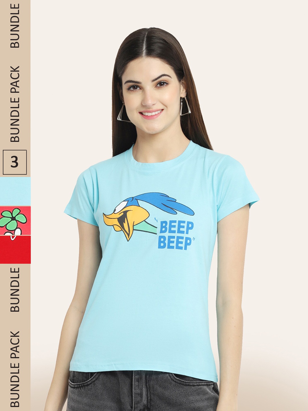 

BAESD Women Multicoloured 3 Printed T-shirt, Multi