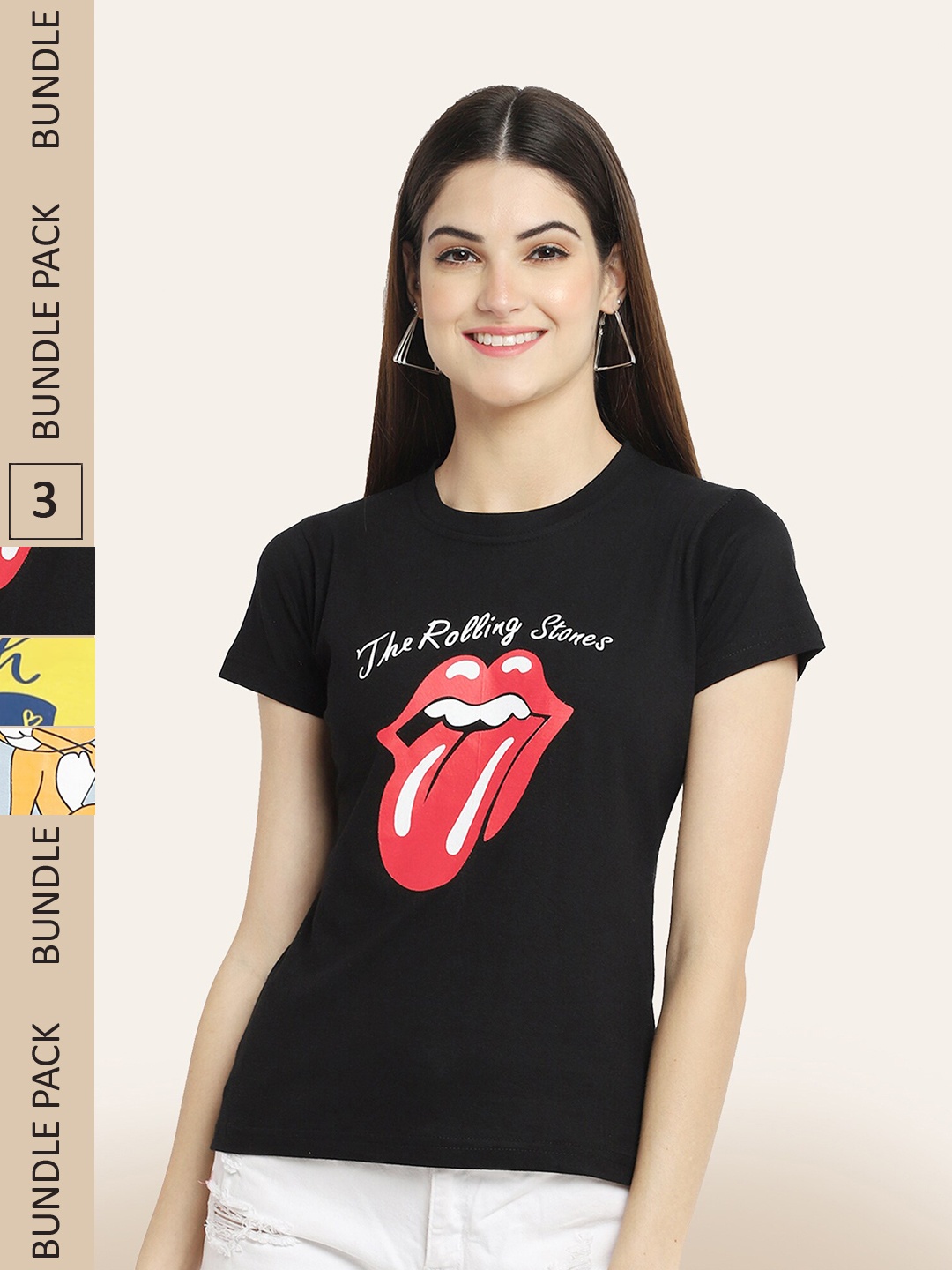 

BAESD Pack of 3 Typography Printed Cotton T-shirt, Black