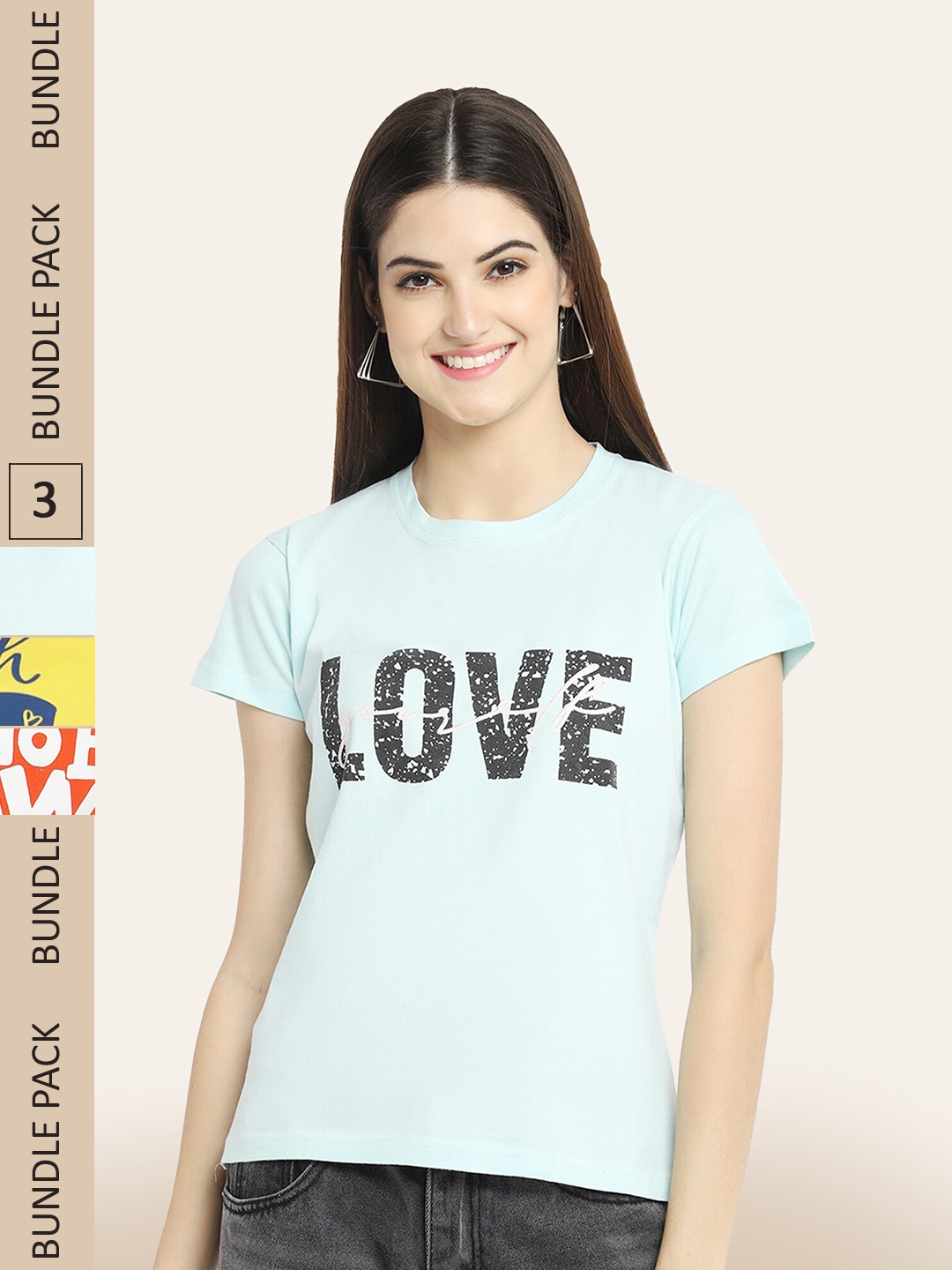 

BAESD Pack Of 3 Printed Cotton T-shirts, Sea green