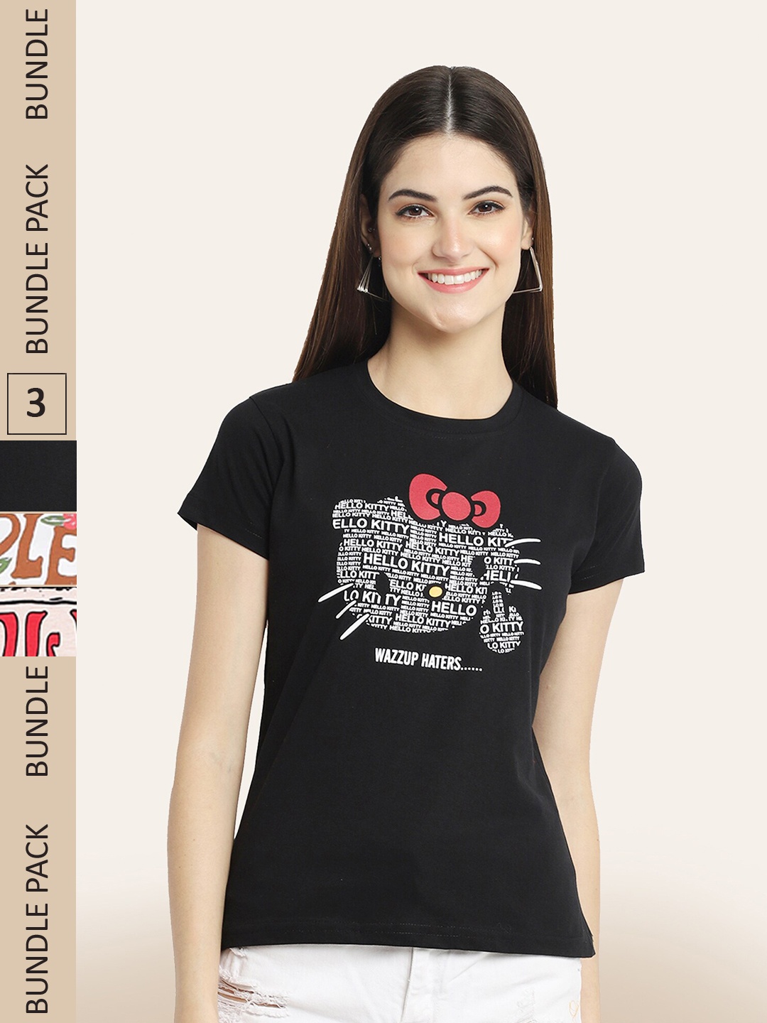 BAESD Pack Of 3 Printed Cotton T-shirt, Multi