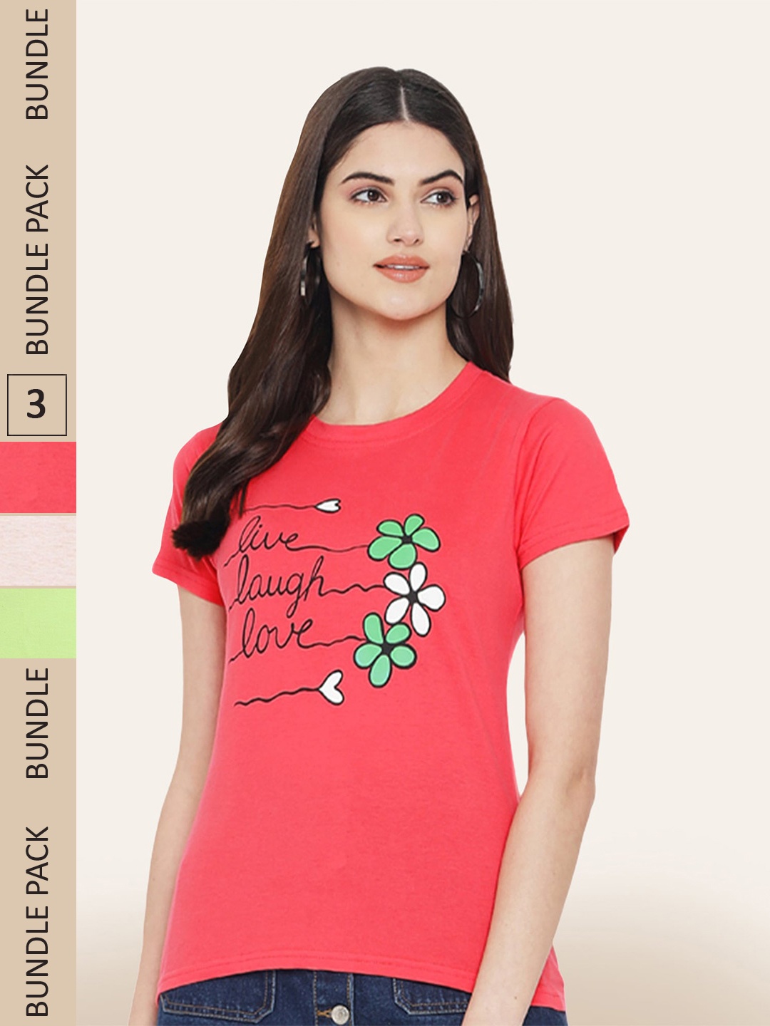 

BAESD Pack Of 3 Printed Cotton T-shirts, Red