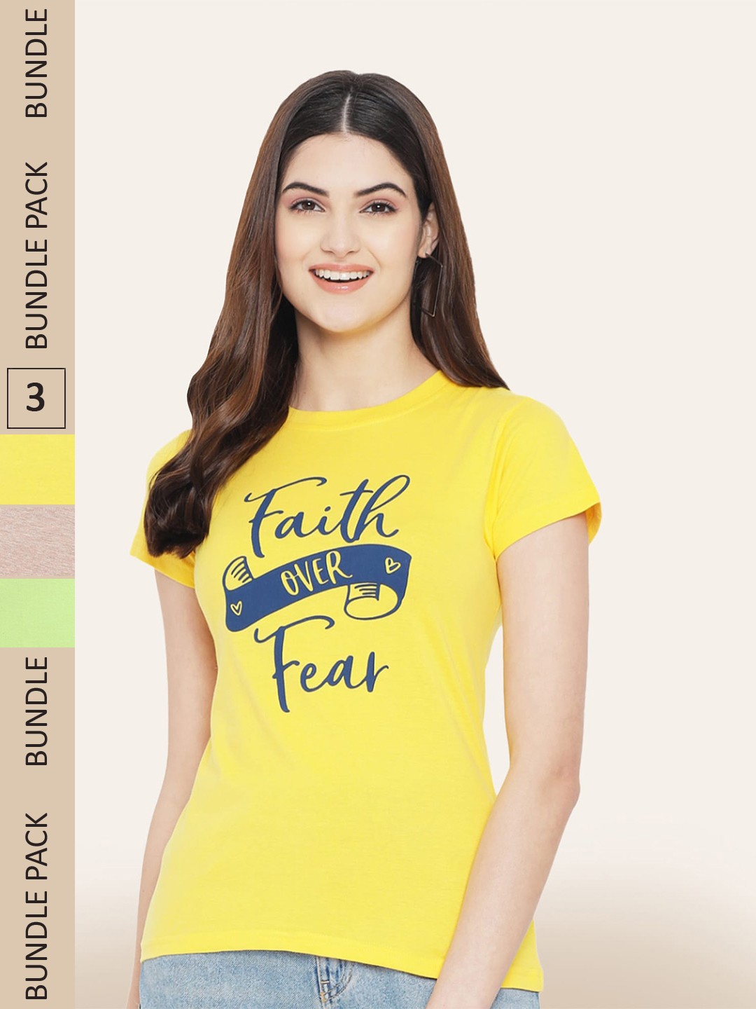 

BAESD Pack Of 3 Typography Printed Cotton T-shirt, Yellow