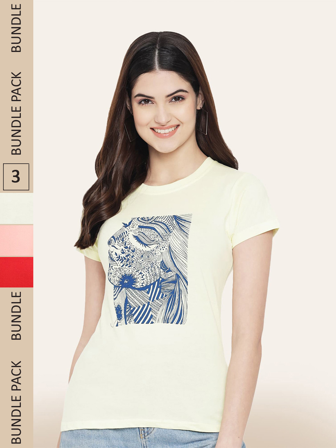 

BAESD Pack Of 3 Printed Cotton T-shirts, Yellow