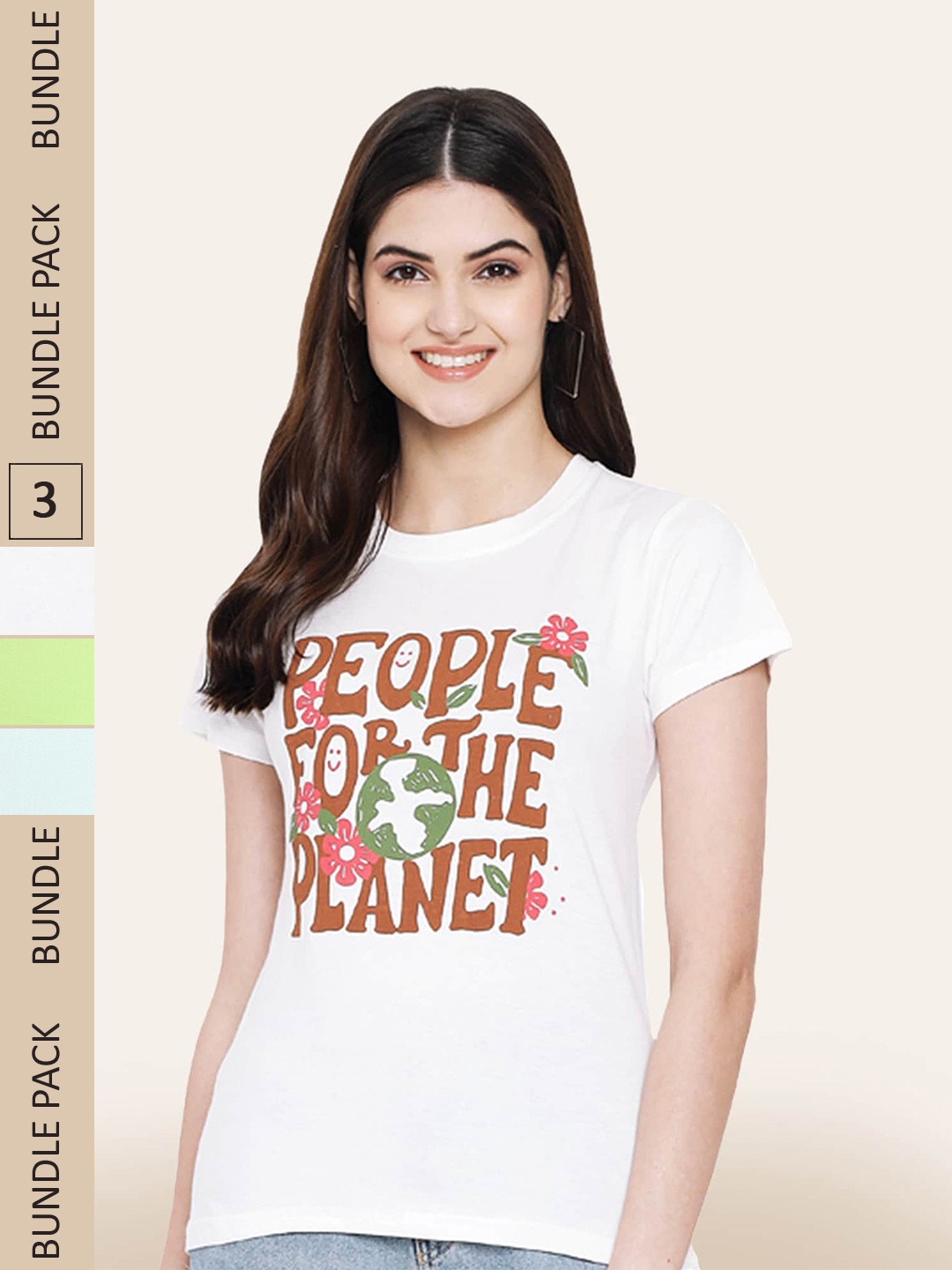 

BAESD Pack Of 3 Typography Printed Cotton T-shirt, White