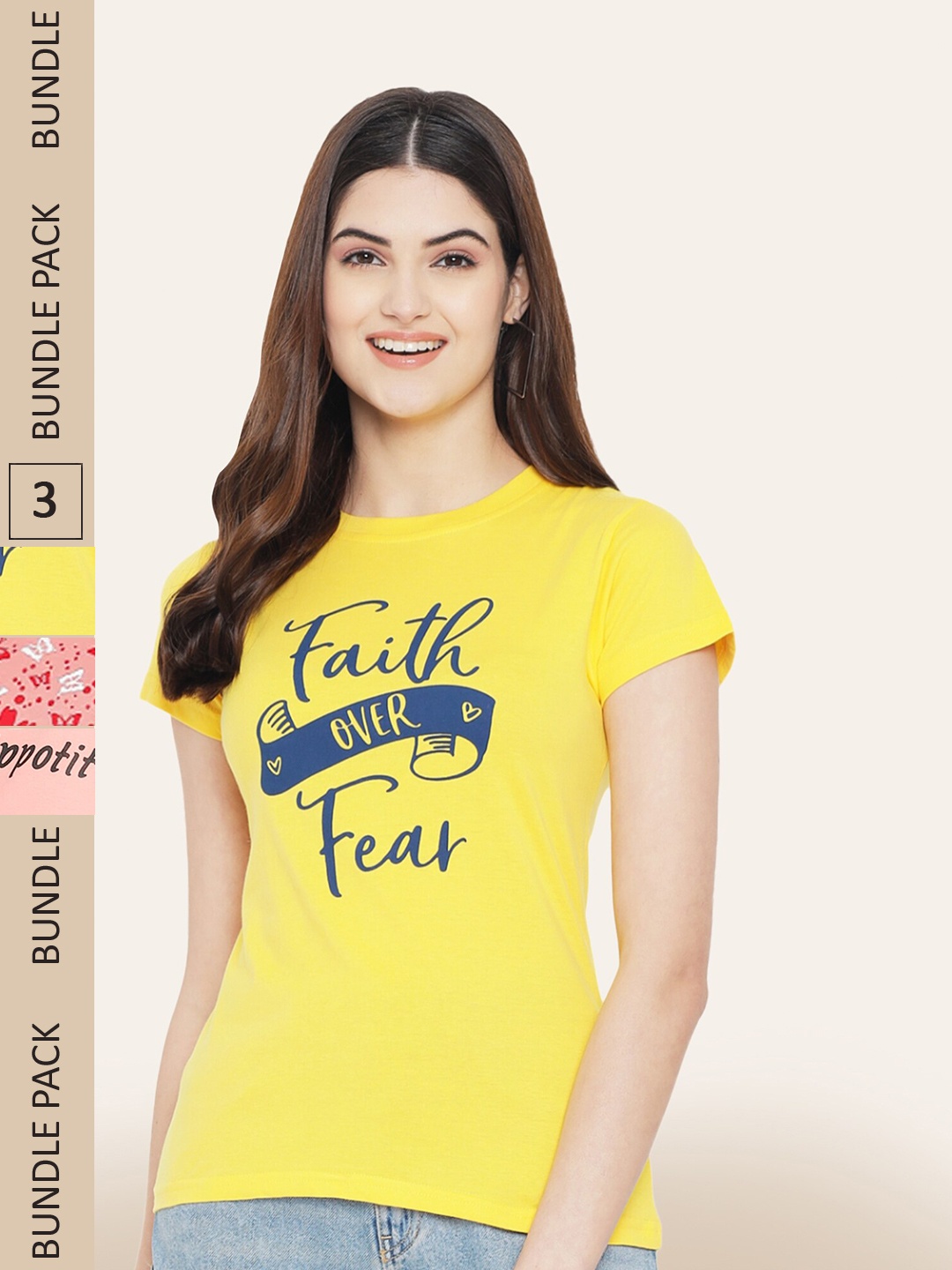 

BAESD Pack of 3 Printed Cotton T-shirts, Yellow