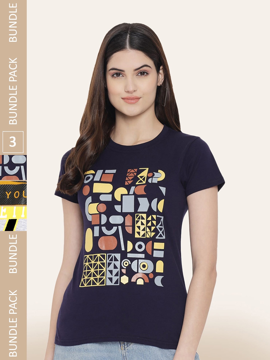 BAESD Pack Of 3 Typography Printed Cotton T-shirt, Black