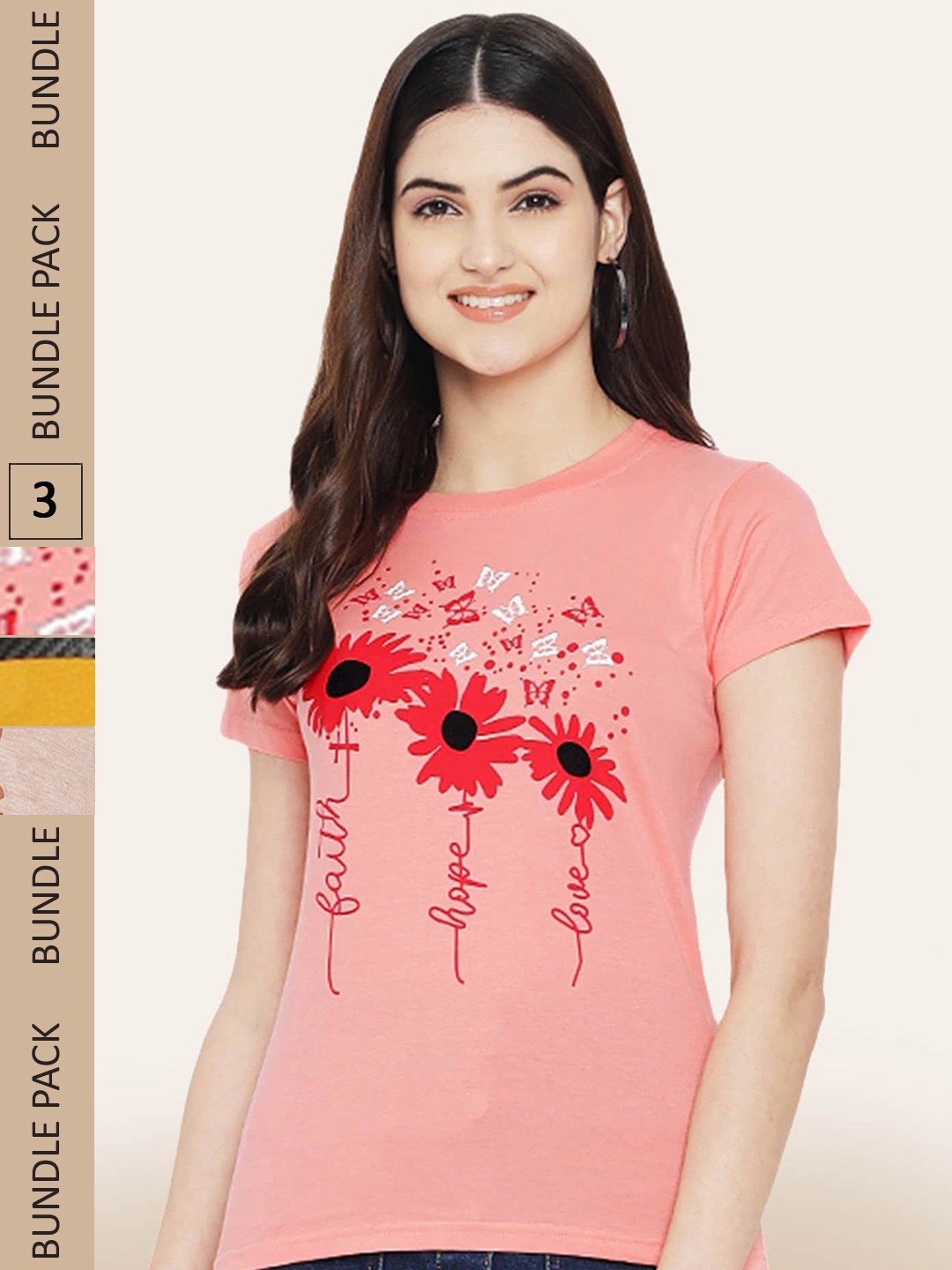 

BAESD Pack Of 3 Typography Printed Cotton T-shirt, Yellow