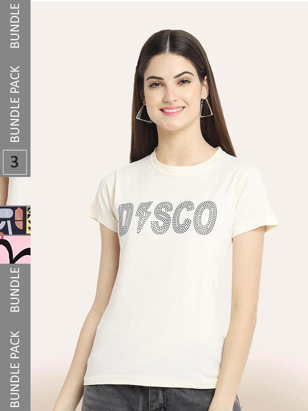 

BAESD Pack Of 3 Printed Round Neck Cotton T-Shirts, Yellow