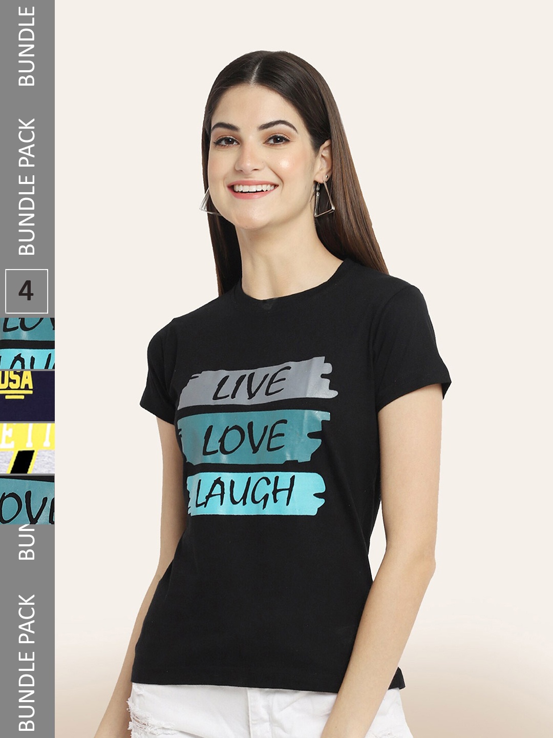

BAESD Pack Of 3 Typography Printed Cotton T-shirt, Black