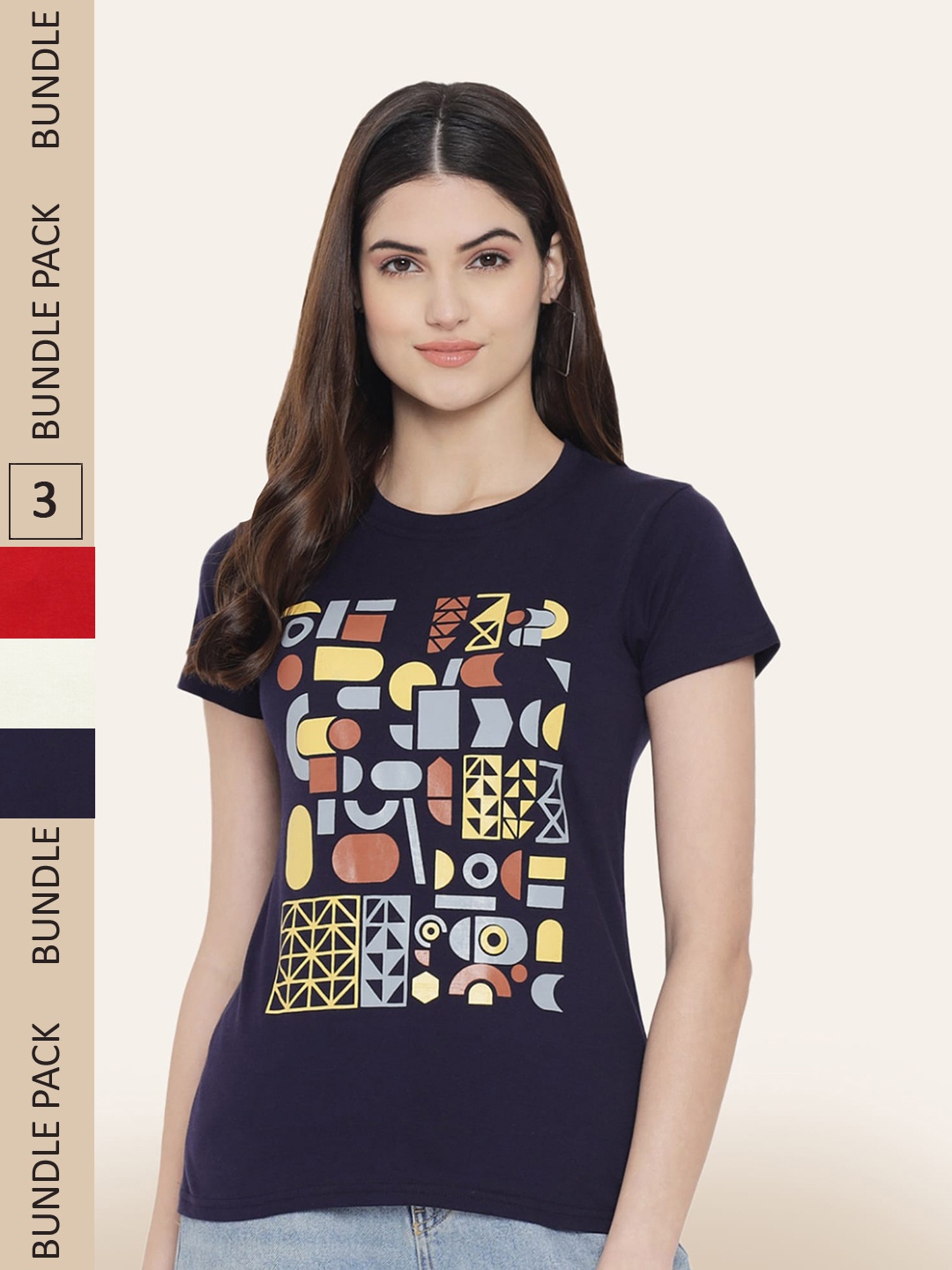 

BAESD Pack of 3 Typography Printed Cotton T-shirt, Black