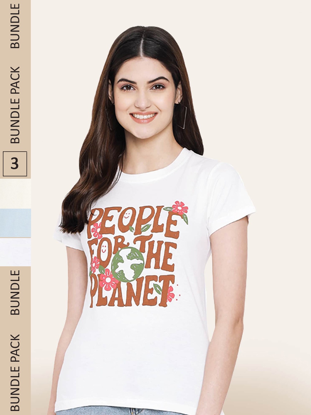 

BAESD Pack Of 3 Printed Cotton T-shirt, White