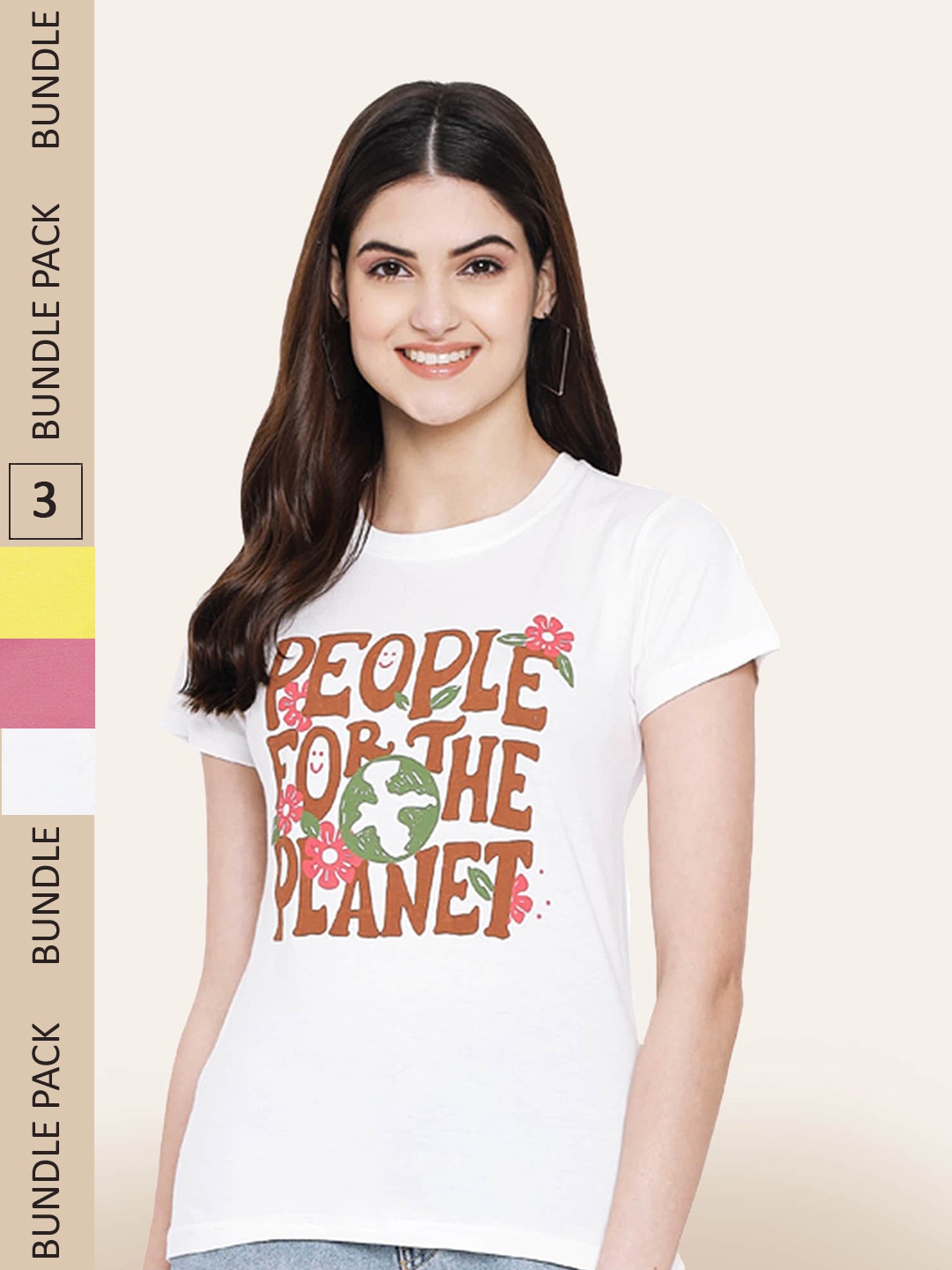 

BAESD Pack of 3 Typography Printed T-Shirts, Yellow