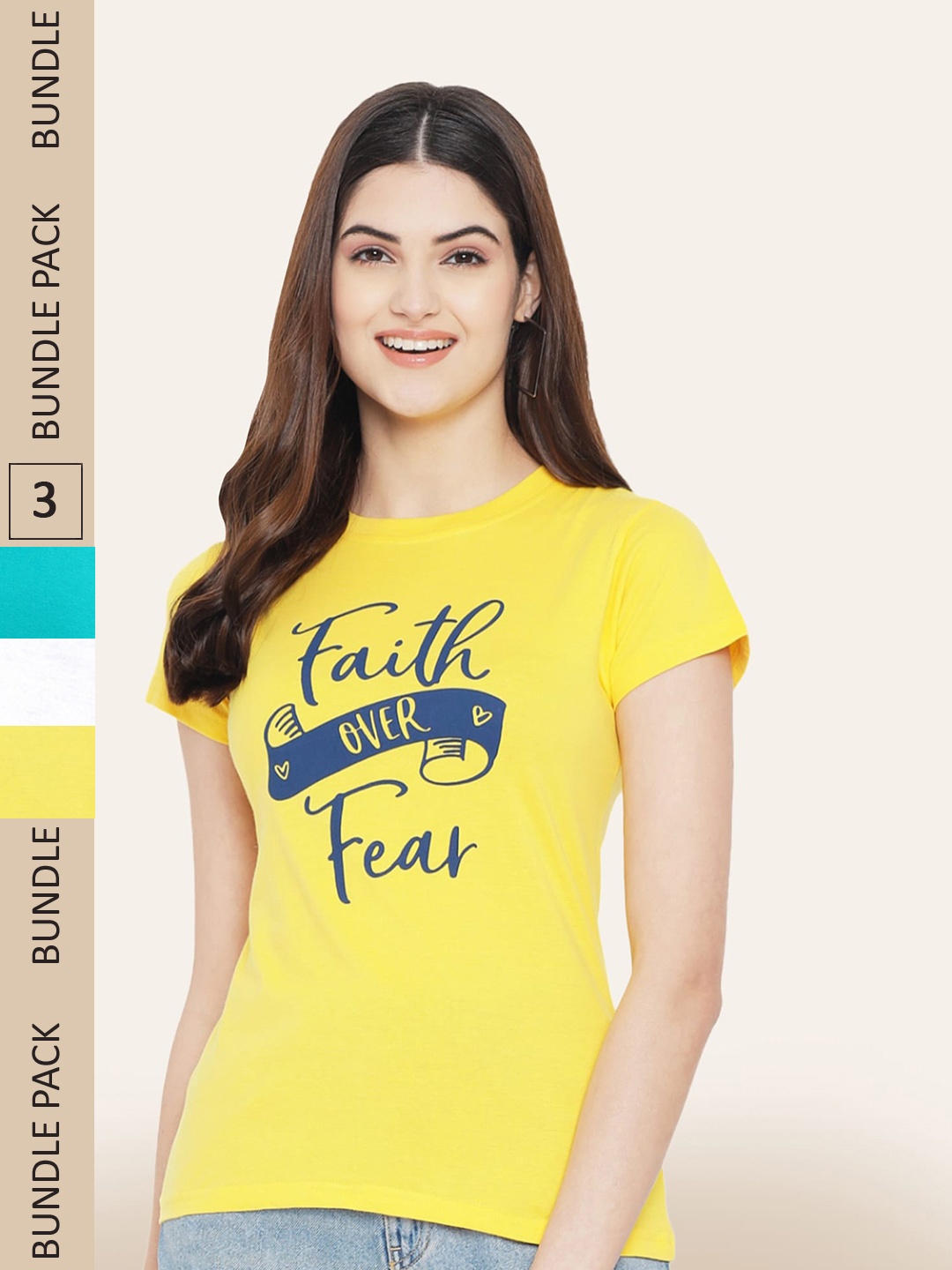 

BAESD Pack Of 3 Typography Printed Cotton T-shirt, Yellow