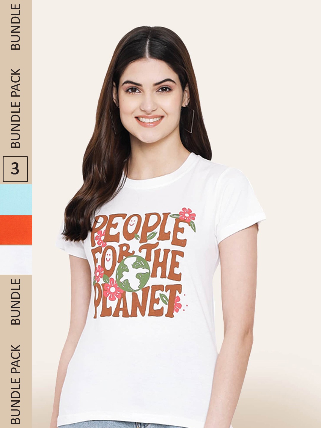 

BAESD Pack Of 3 Typography Printed Cotton T-shirts, White