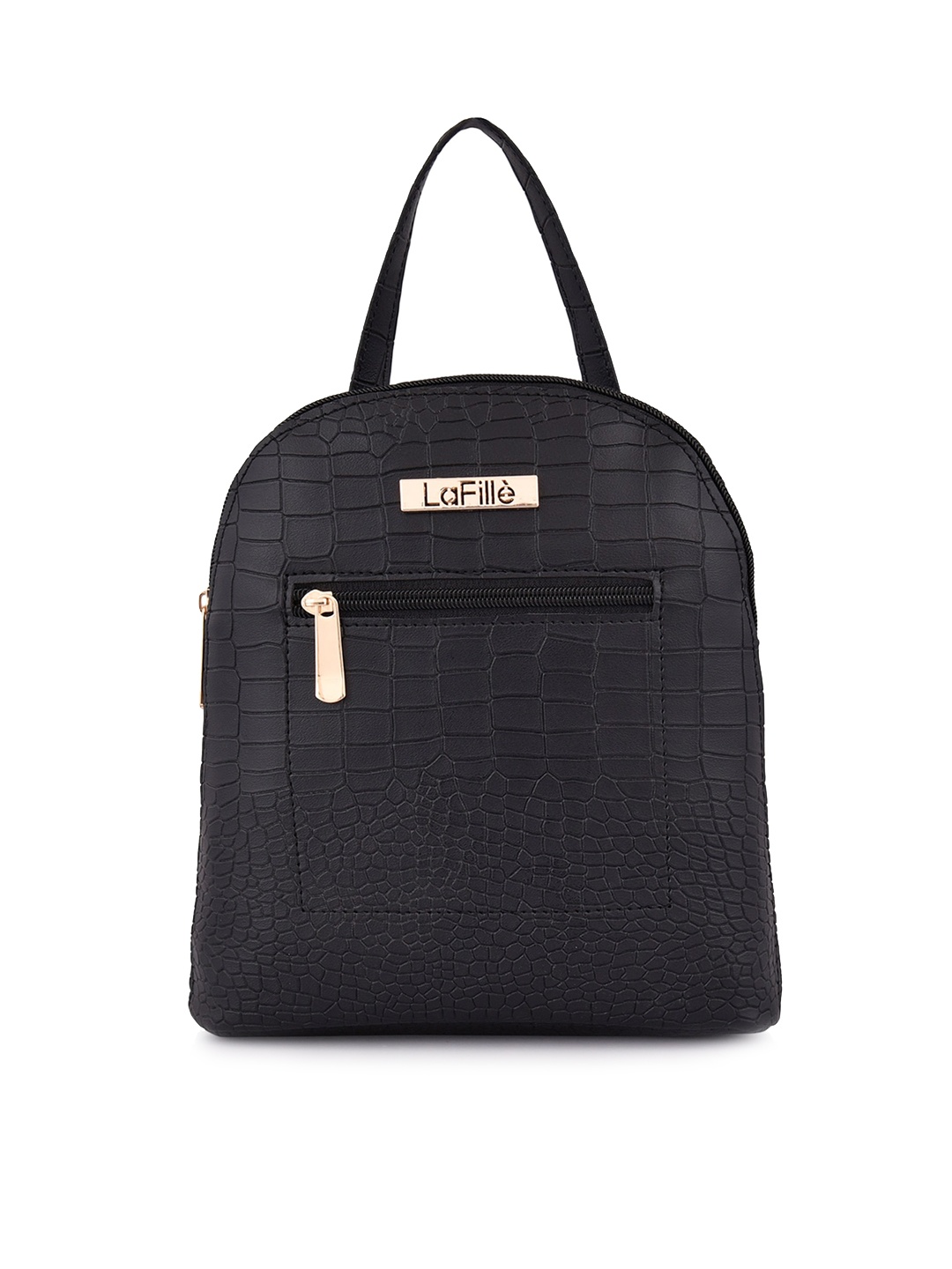 

LaFille Women Textured Small Backpack, Black