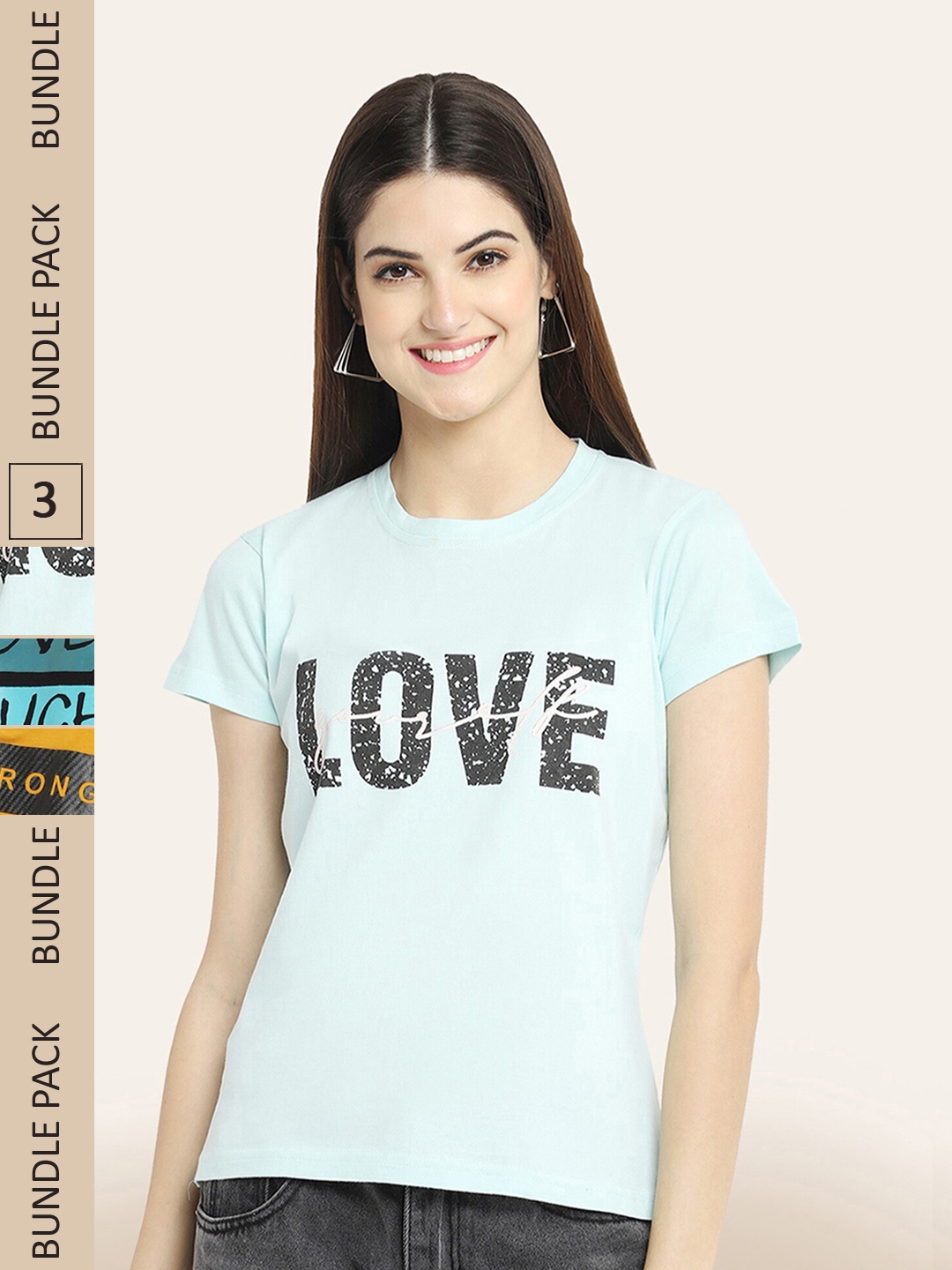 

BAESD Pack Of 3 Printed Cotton T-shirts, Blue