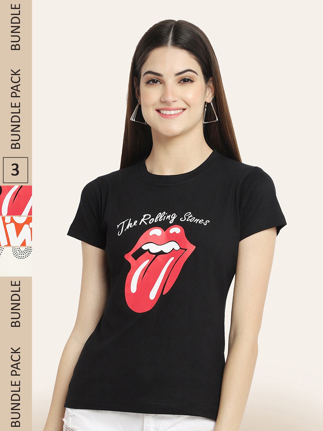 

BAESD Pack Of 3 Printed Cotton T-shirt, Black