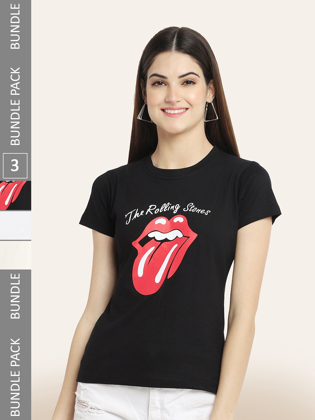 

BAESD Pack Of 3 Printed Cotton T-shirt, Black