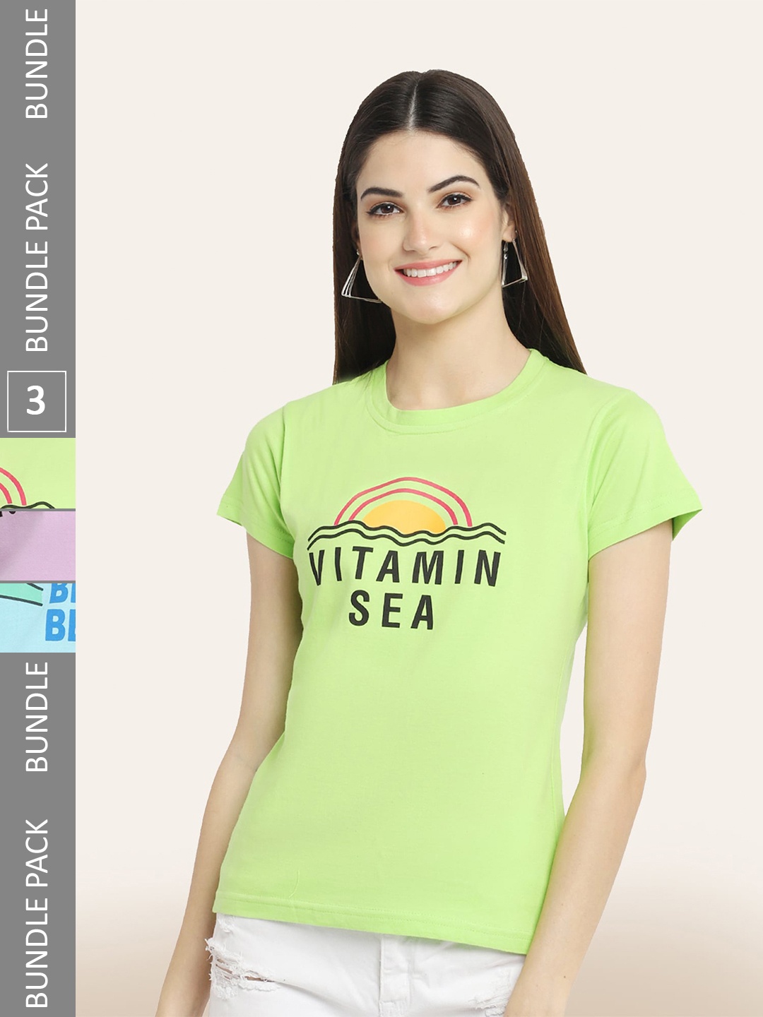 

BAESD Pack 3 Printed Cotton T-shirts, Green
