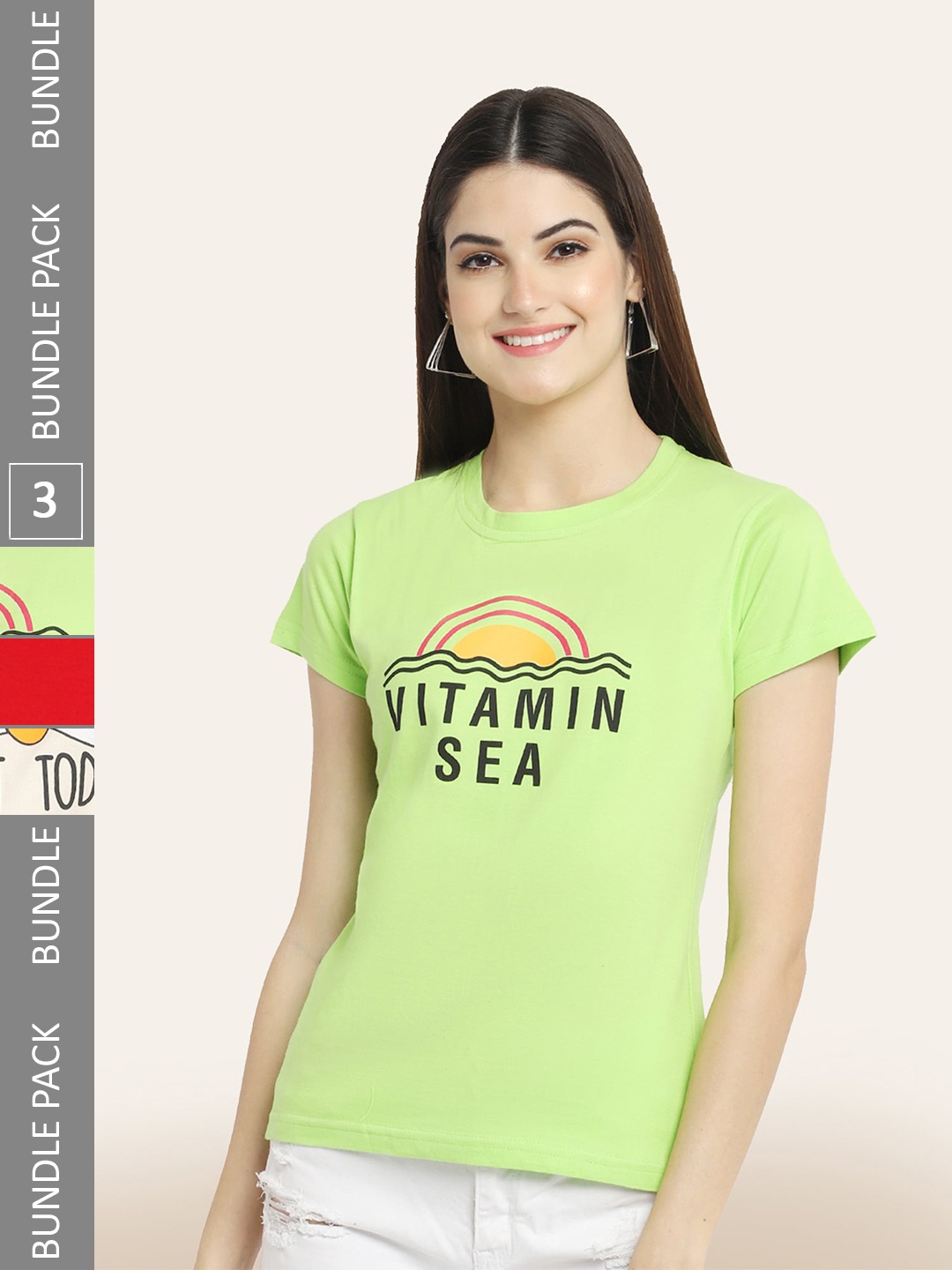 BAESD Pack Of 3 Printed Cotton T-shirt, Multi