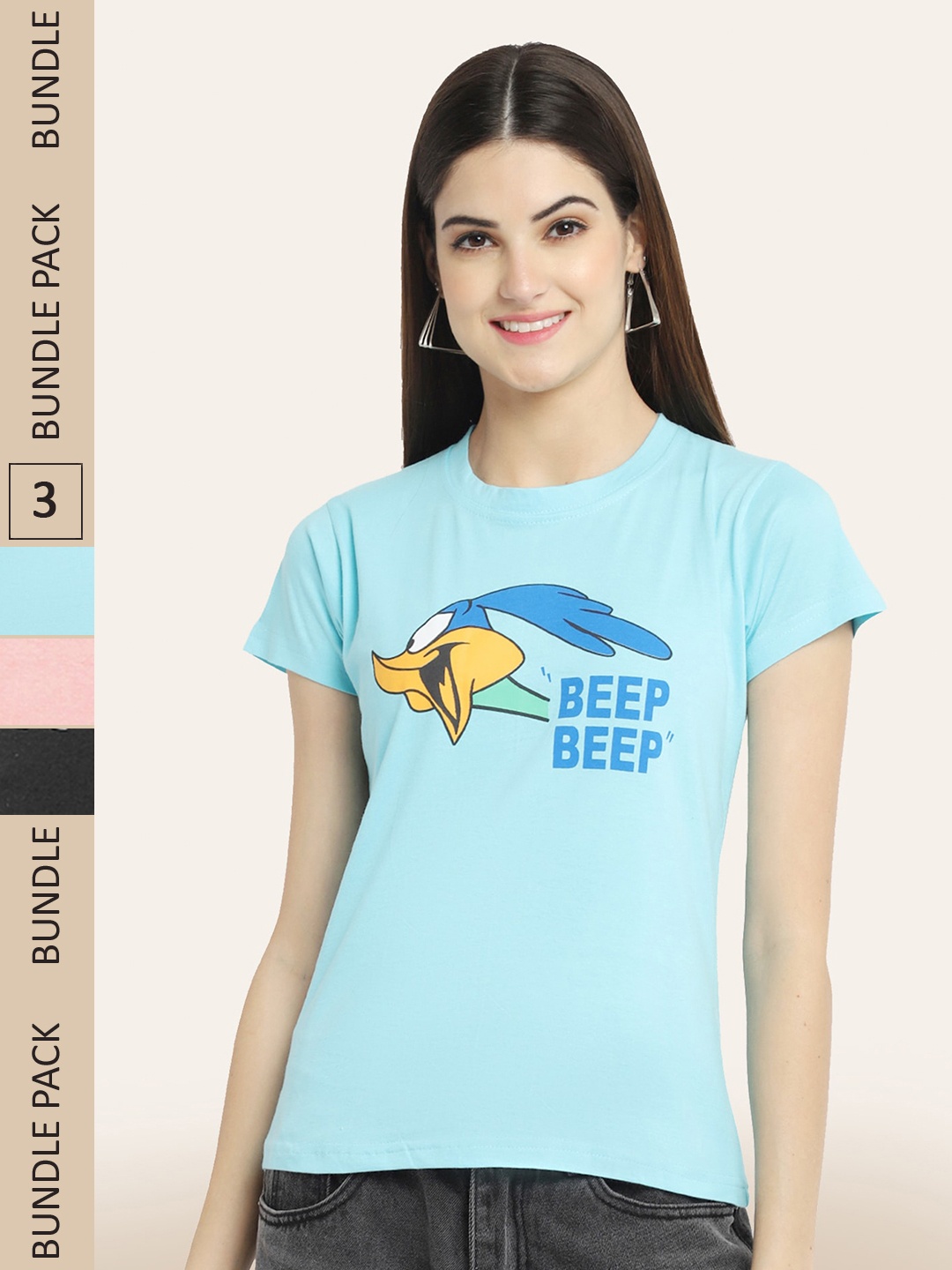 

BAESD Pack Of 3 Printed Cotton T-shirts, Blue