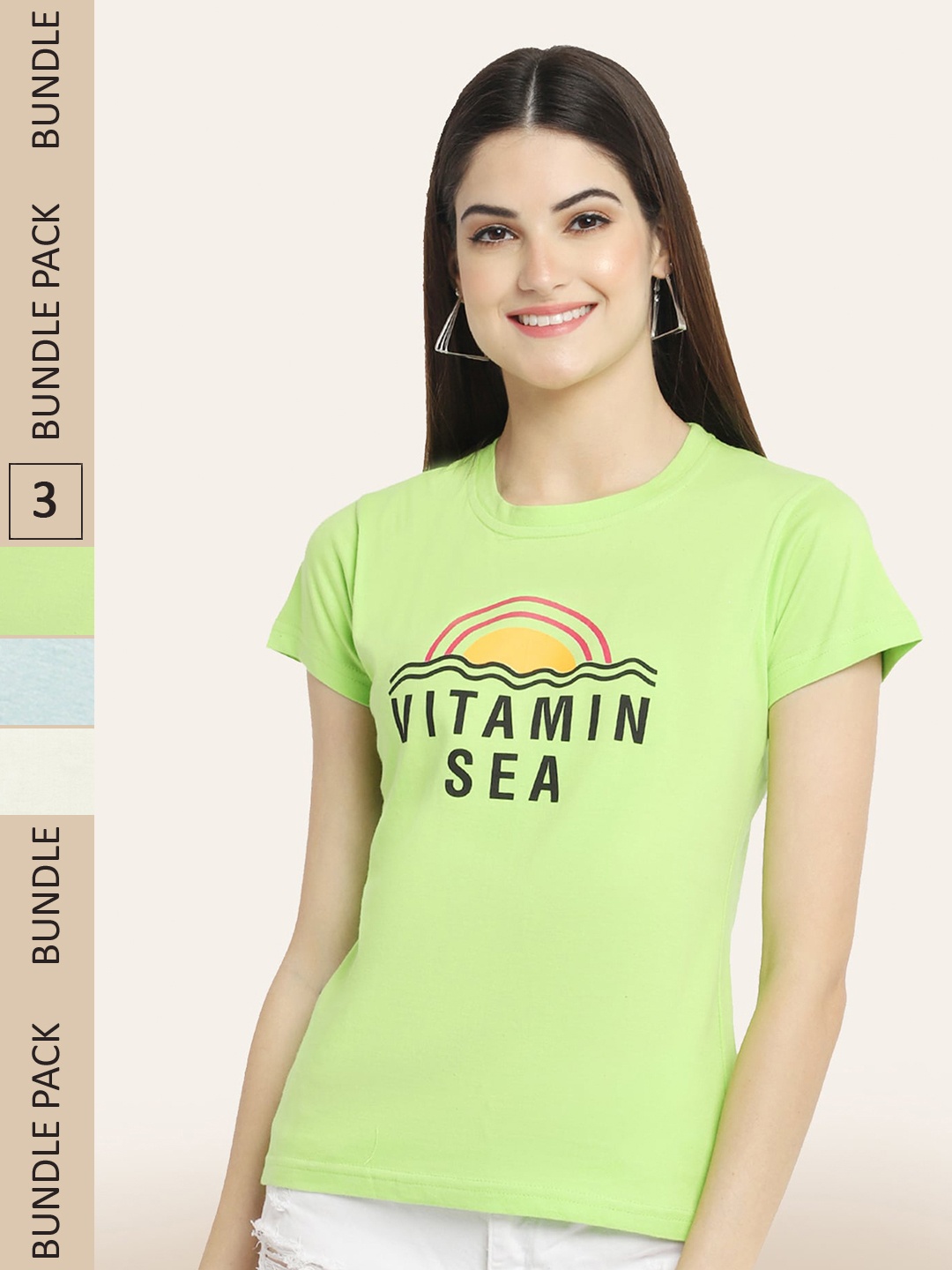 

BAESD Pack Of 3 Graphic Printed Cotton T-Shirt, Yellow