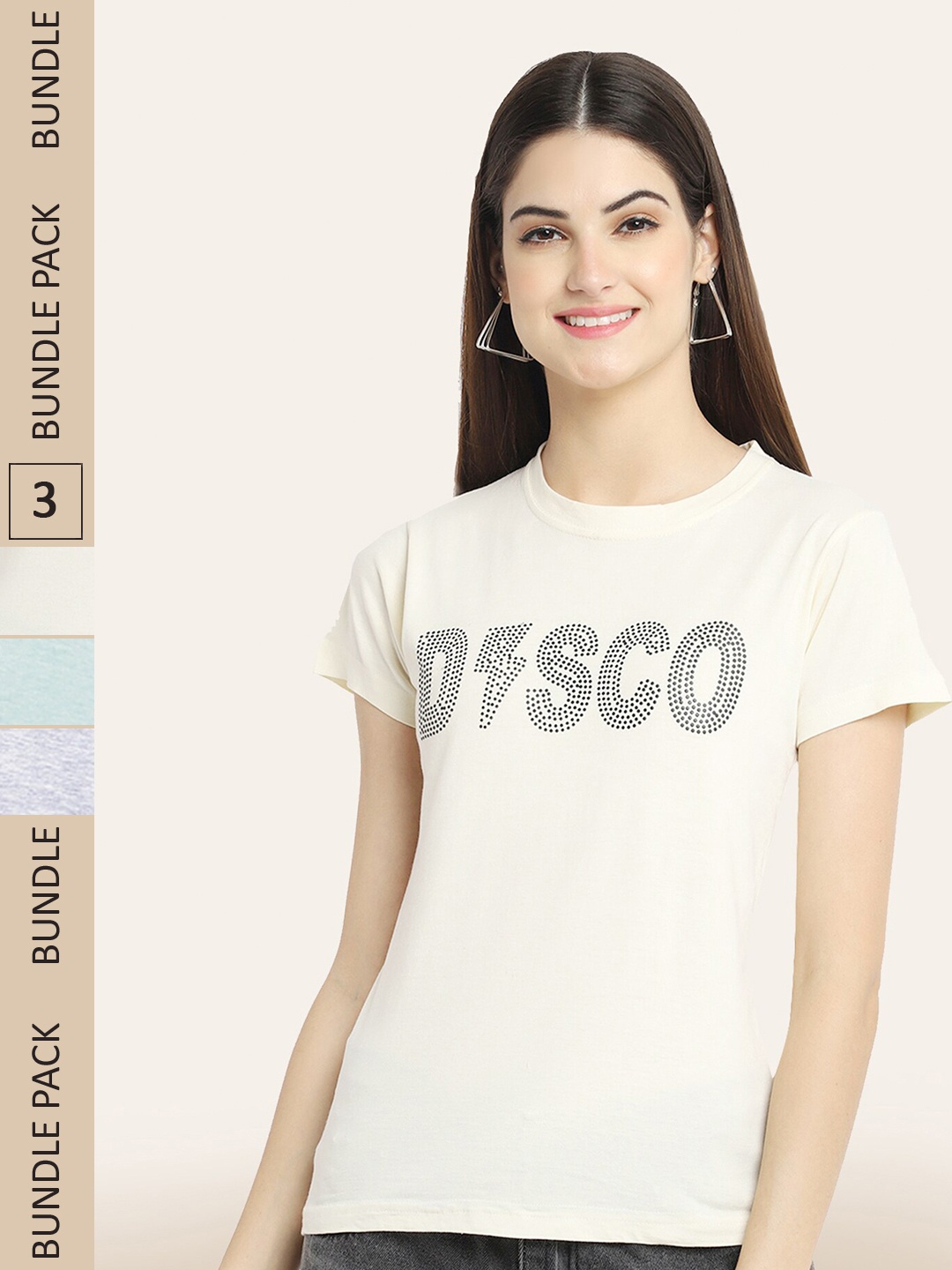

BAESD Pack Of 3 Typography Printed Cotton T-shirt, Grey melange
