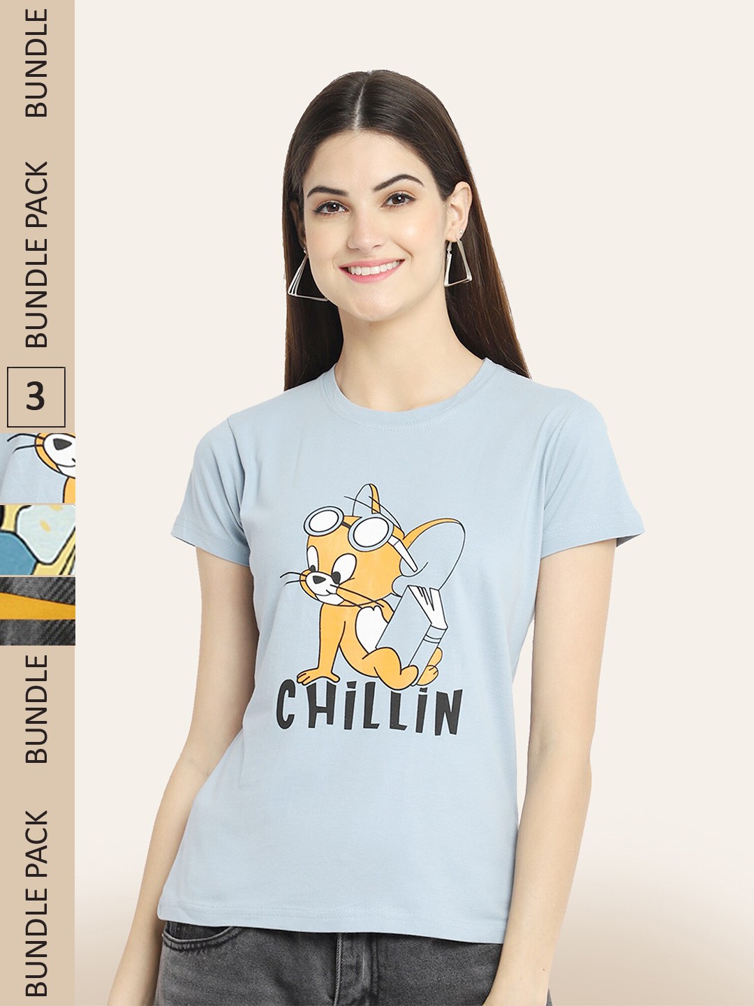 

BAESD Pack Of 3 Typography Printed Cotton T-shirts, Yellow