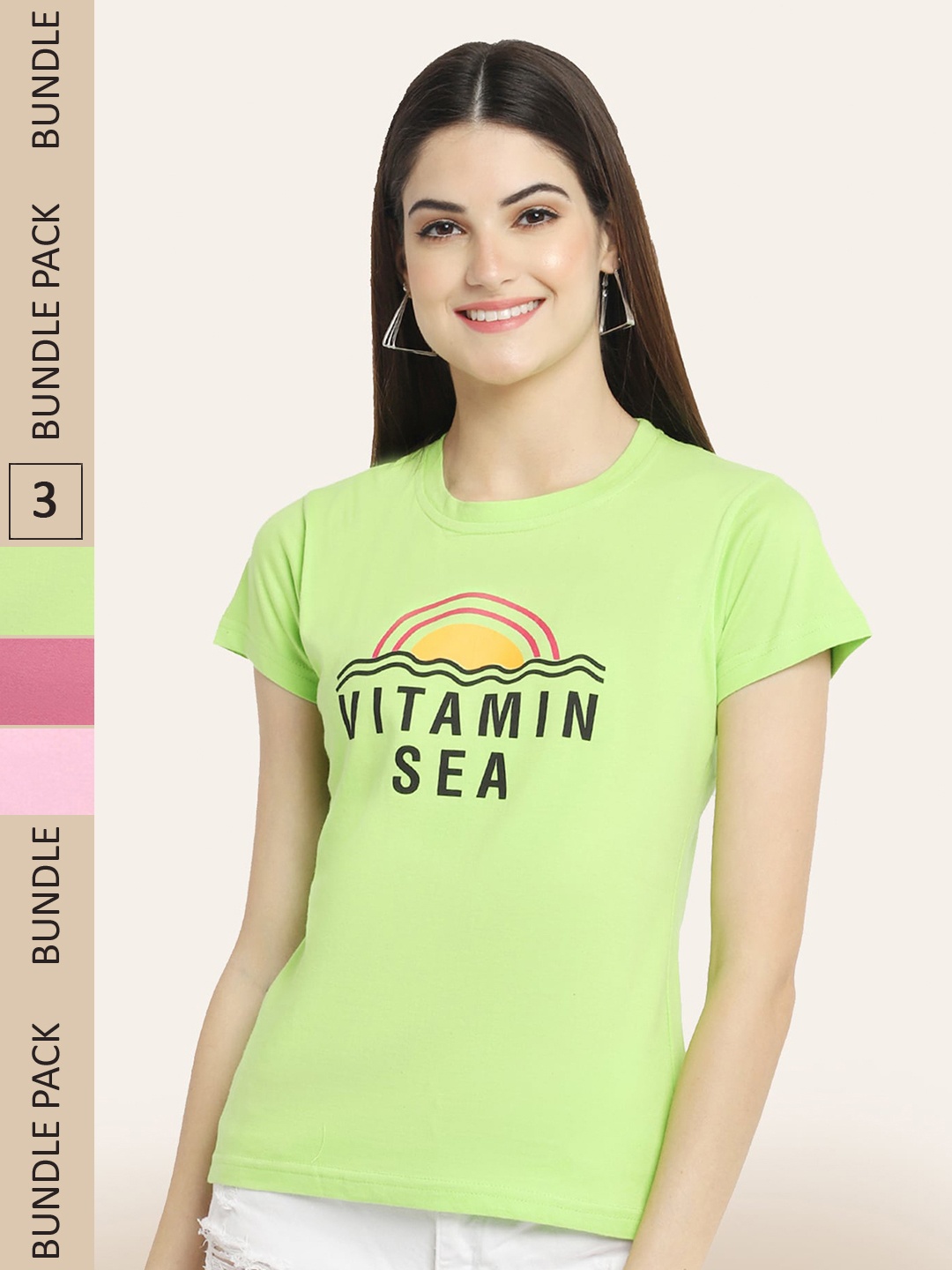 

BAESD Pack of 3 Printed Cotton T-shirts, Green