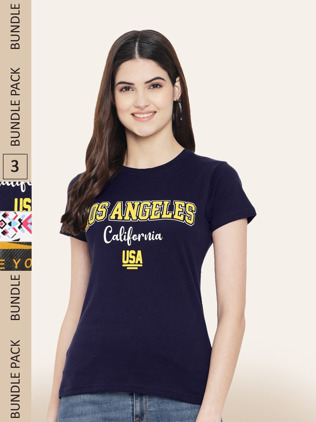 

BAESD Pack 3 Printed Cotton T-shirts, Mustard
