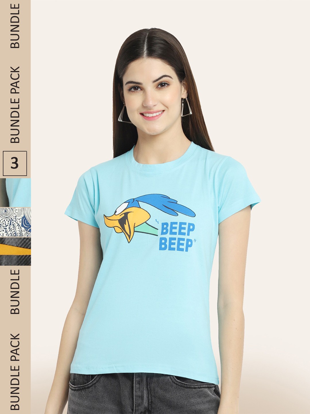 

BAESD Pack Of 3 Typography Printed Cotton T-shirt, Blue
