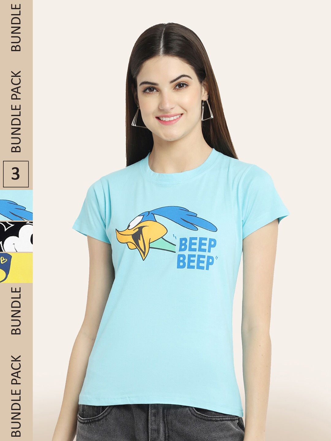 

BAESD Pack Of 3 Typography Printed Cotton T-shirts, Blue