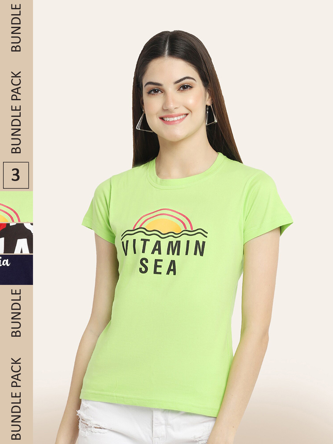 

BAESD Pack Of 3 Printed Cotton T-shirt, Green