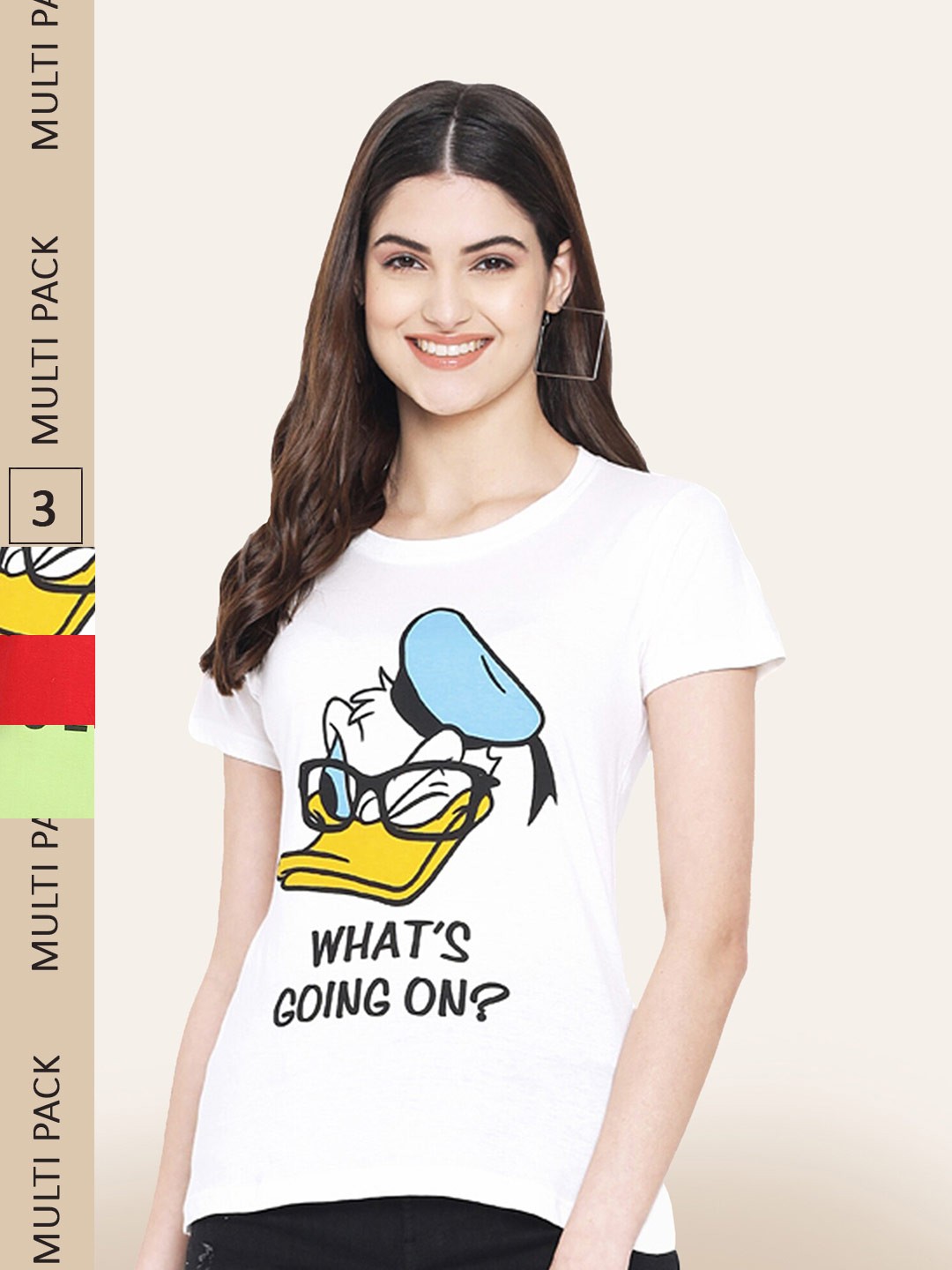 

BAESD Pack Of 3 Printed Cotton T-shirt, White