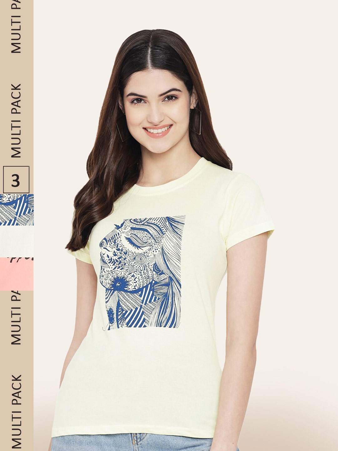 

BAESD Pack Of 3 Printed Cotton T-Shirts, Yellow