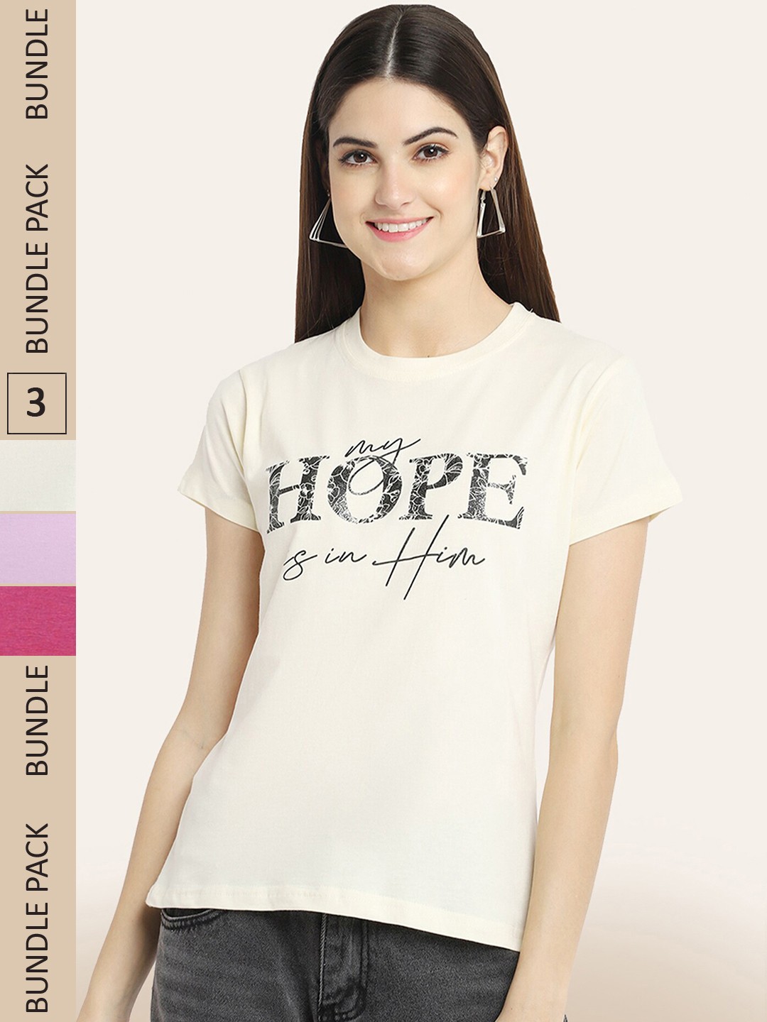 

BAESD Pack Of 3 Printed Cotton T-shirts, Beige