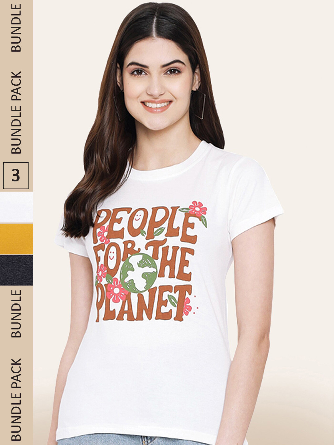 

BAESD Pack Of 3 Typography Printed Cotton T-shirts, White