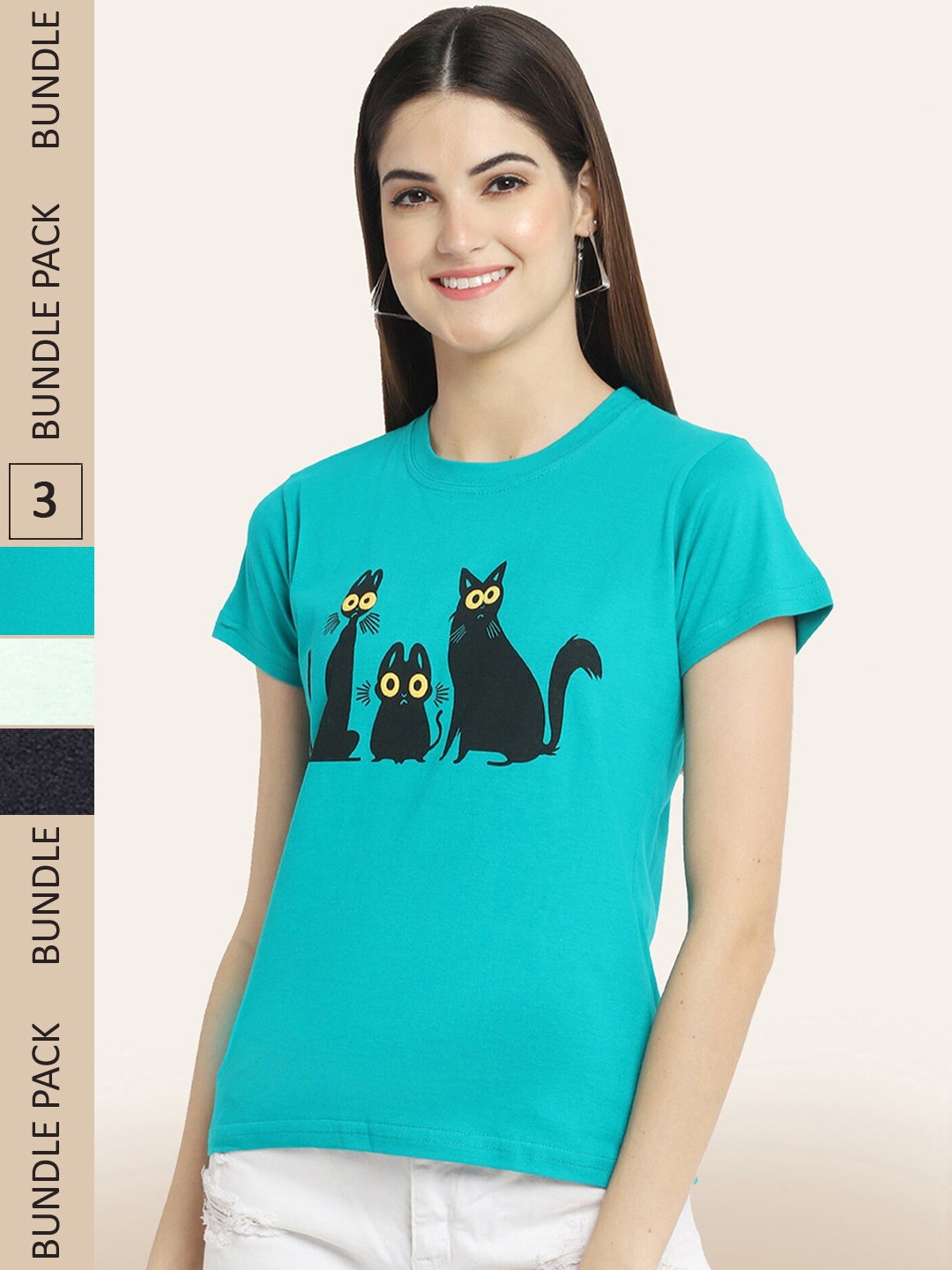 

BAESD Pack of 3 Typography Printed Cotton T-shirt, Green