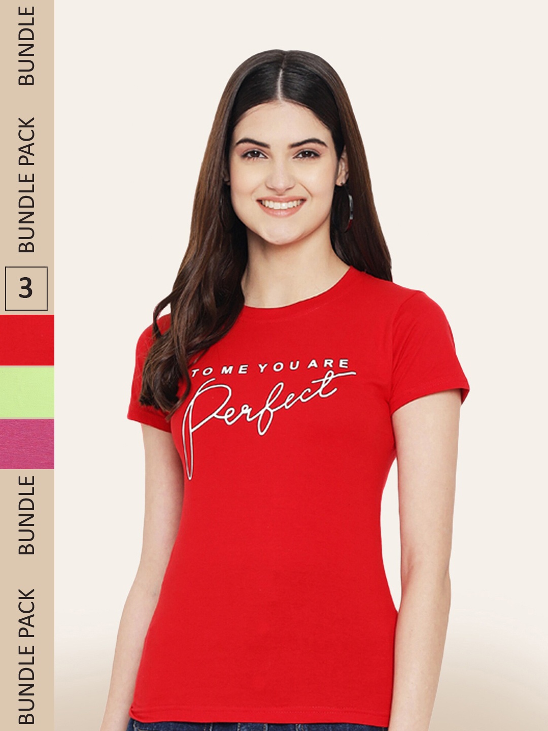 

BAESD Pack Of 3 Typography Printed Cotton T-shirt, Red