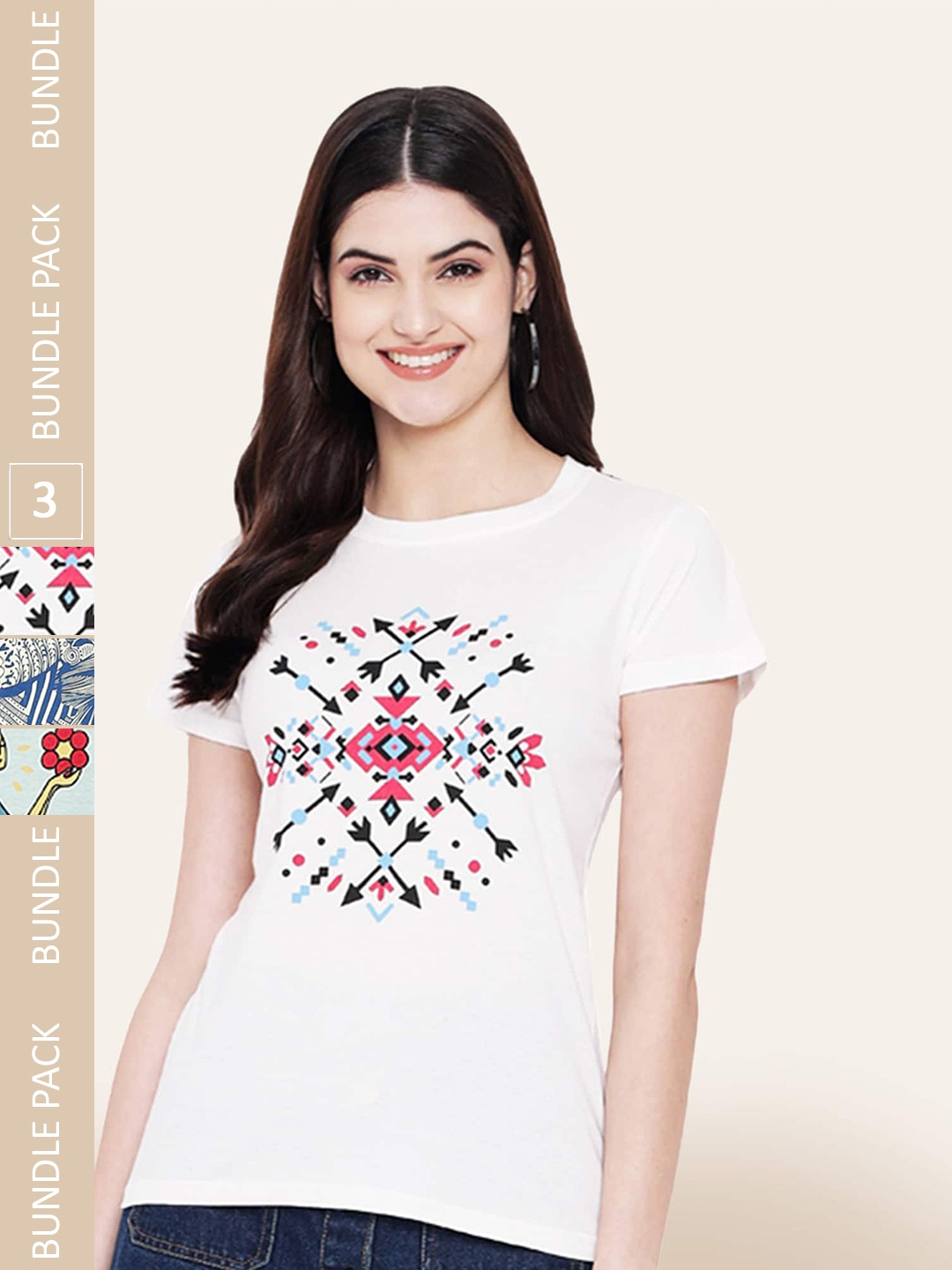 

BAESD Pack Of 3 Graphic Printed Cotton T-shirt, White