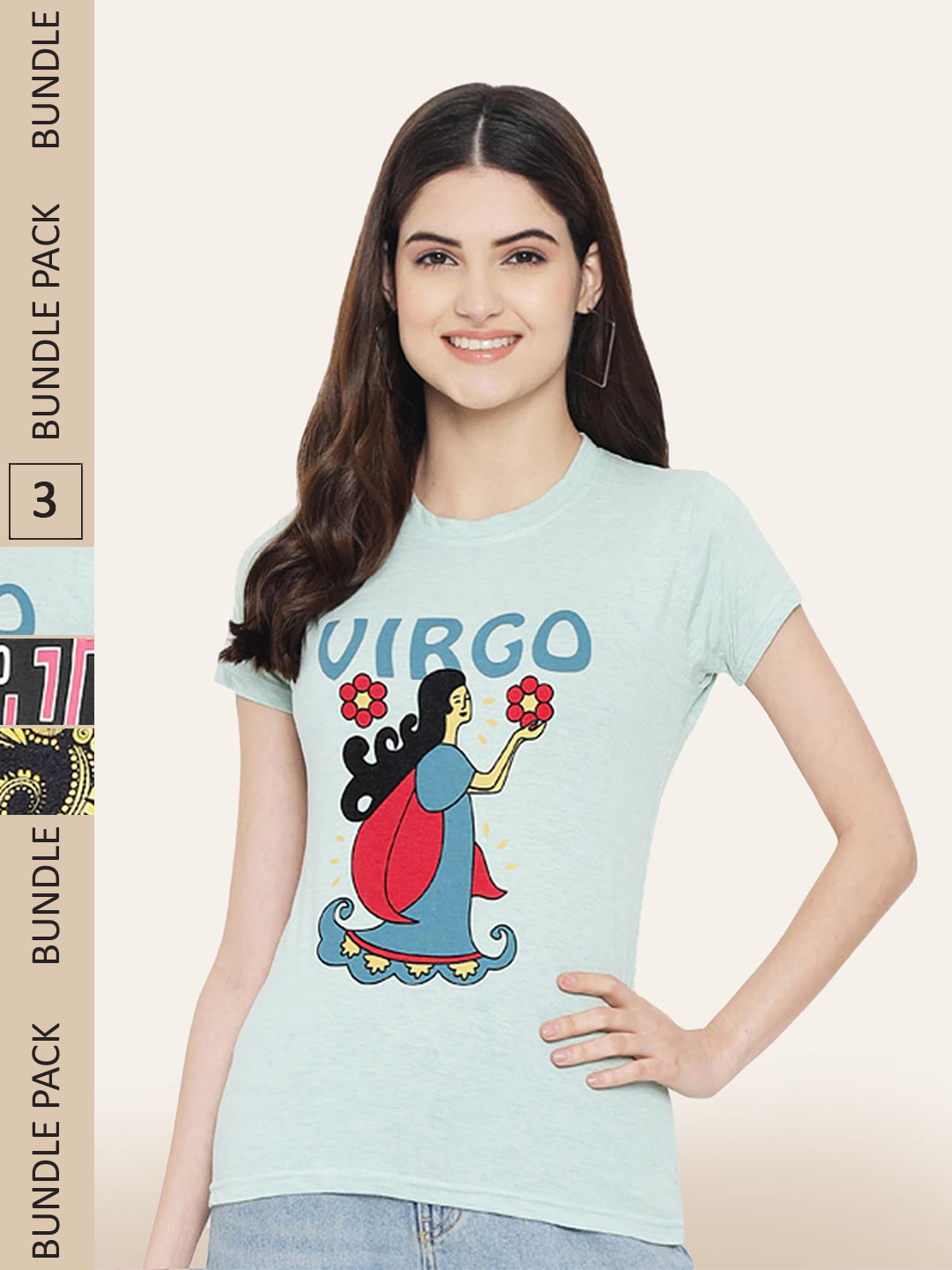 

BAESD Pack Of 3 Printed Cotton T-shirt, Blue
